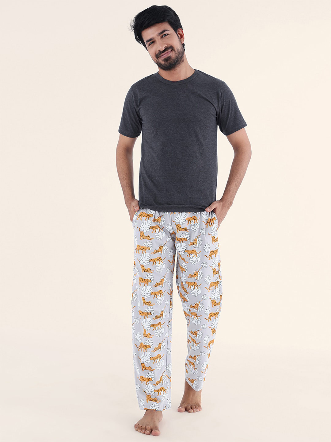 Nite Flite Men 2 Pieces Round Neck Printed Pure Cotton Night suit