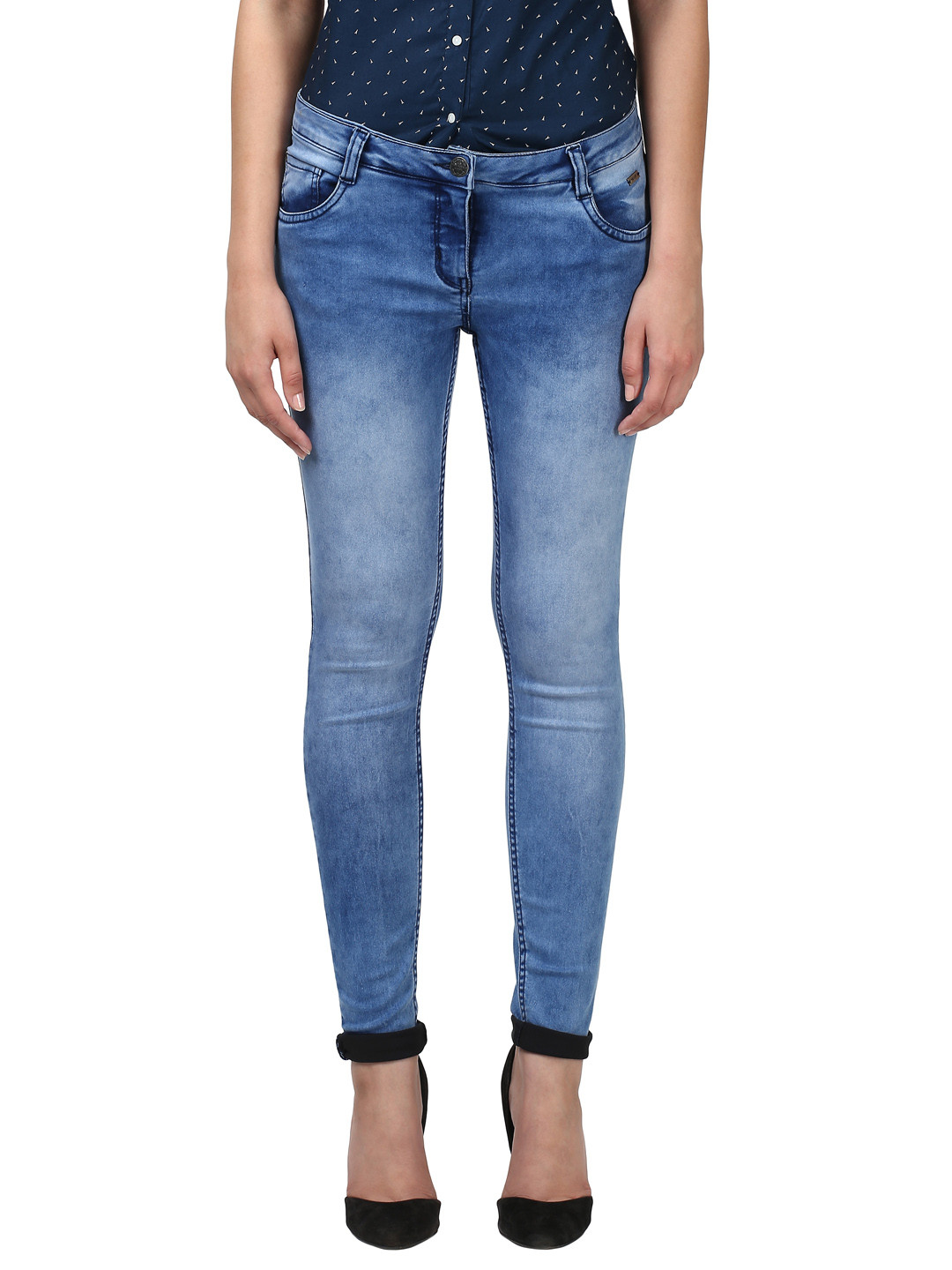 Buy Park Avenue Women Blue Skinny Fit 