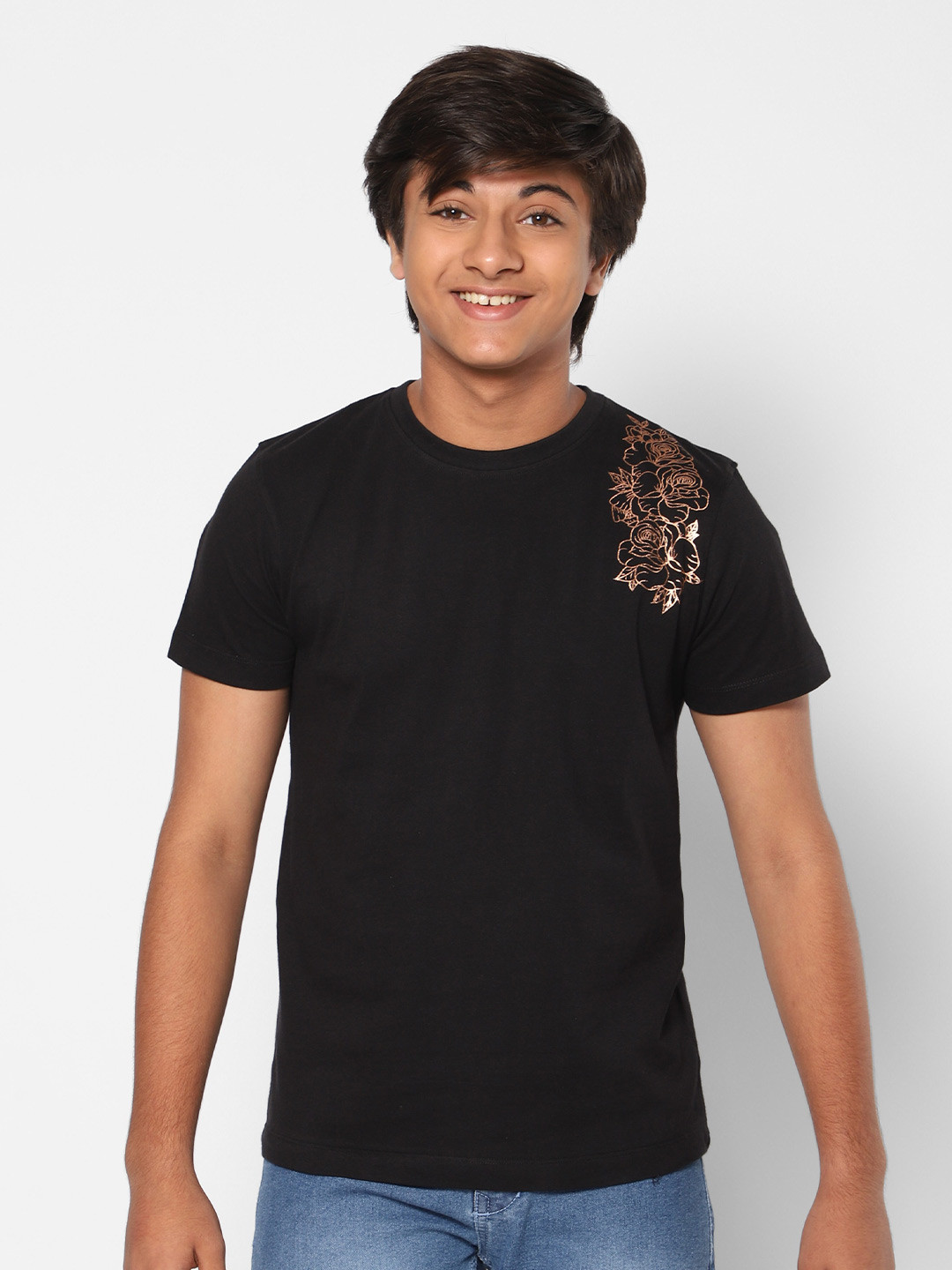 TeenTrums Boys Floral Printed Cotton T-shirt