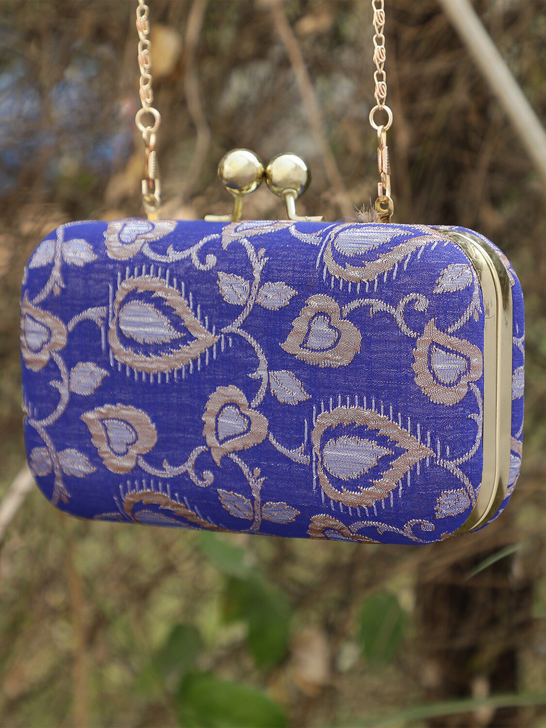 TRINK Woven Design Box Clutch With Chain Strap