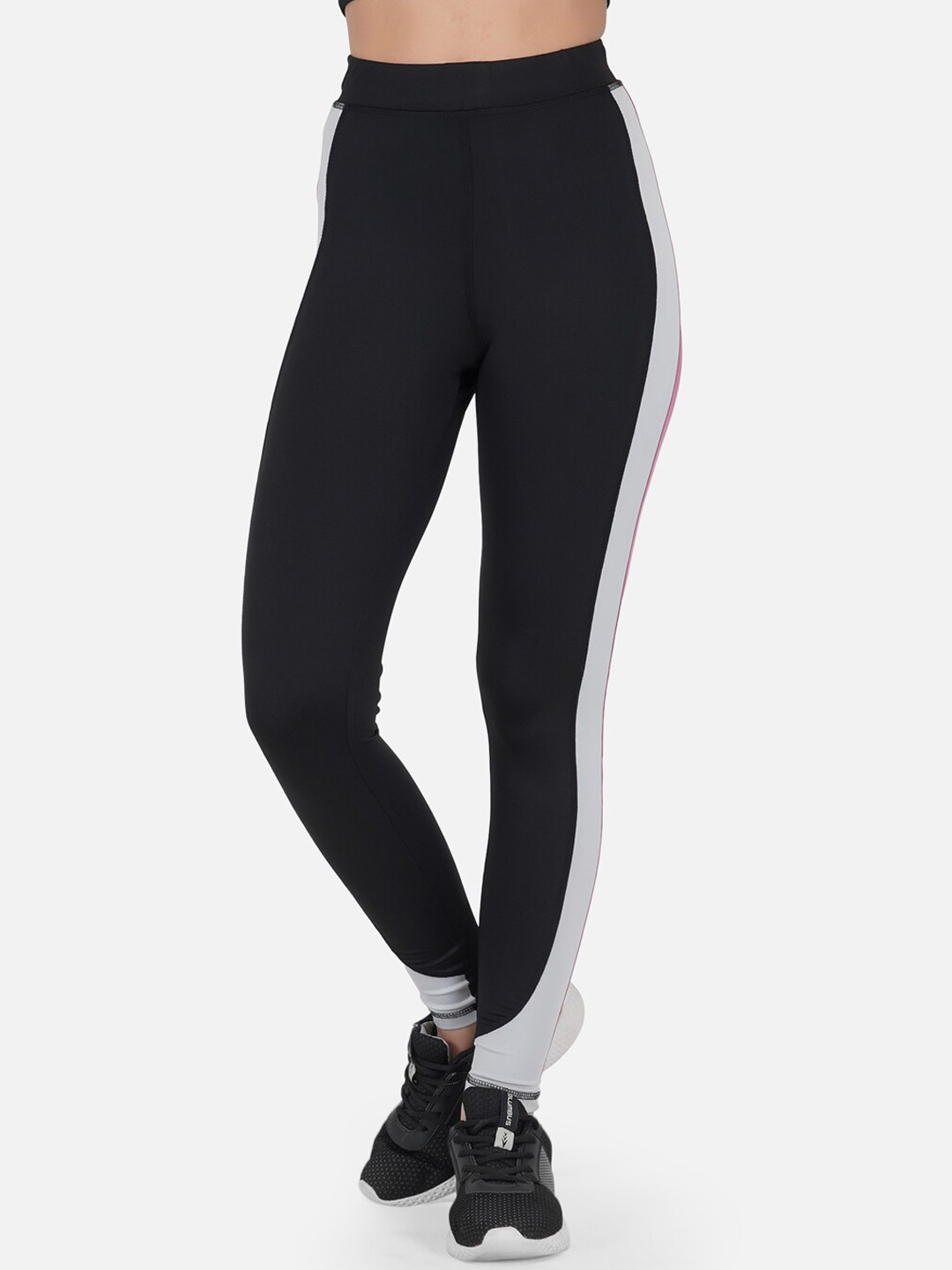 IMPERATIVE Women Slim-Fit Side Striped Ankle-Length Gym Tights