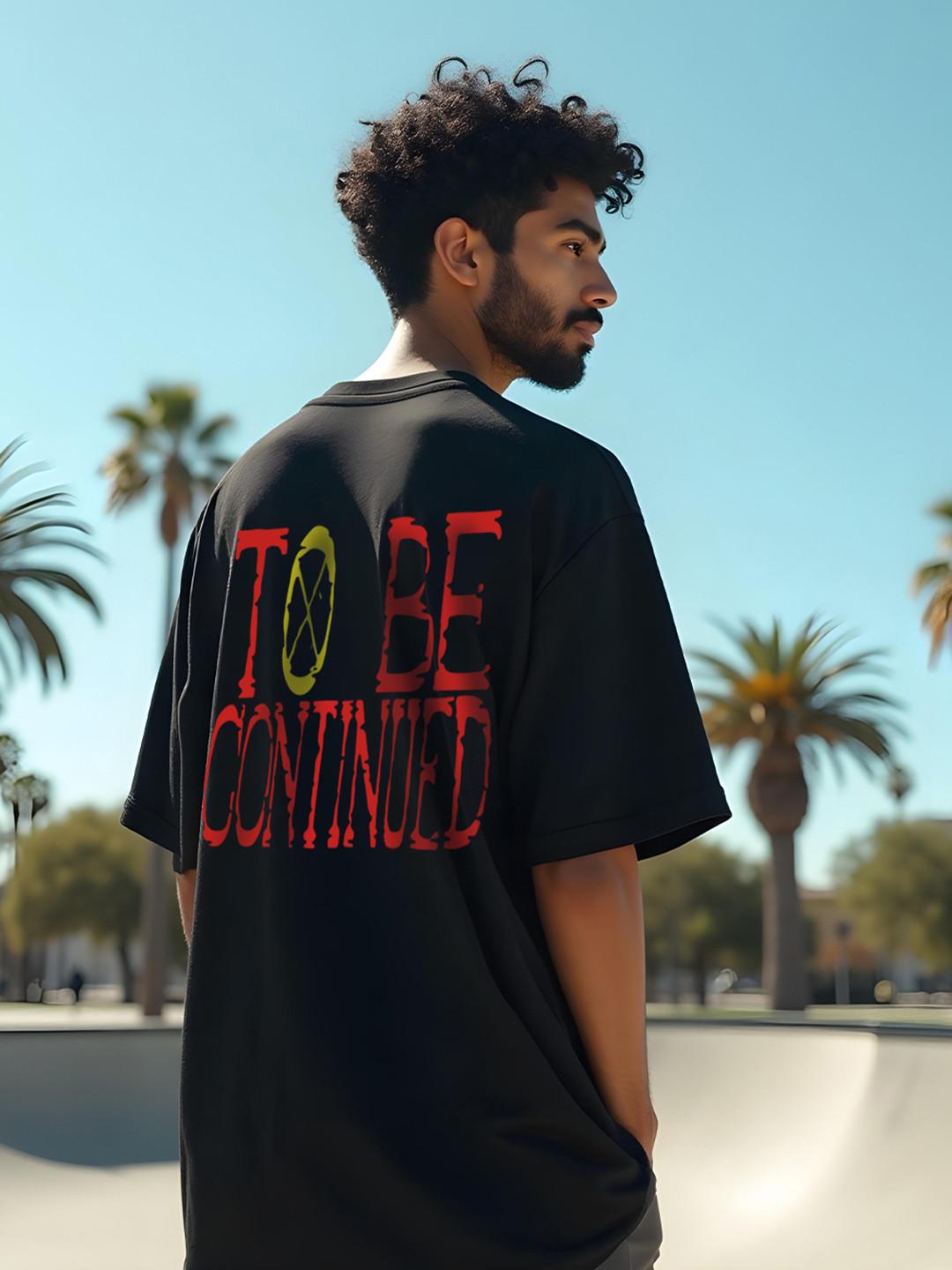 Mad Over Print Men Black Anime To Be Continued Printed Oversized Cotton T-shirt