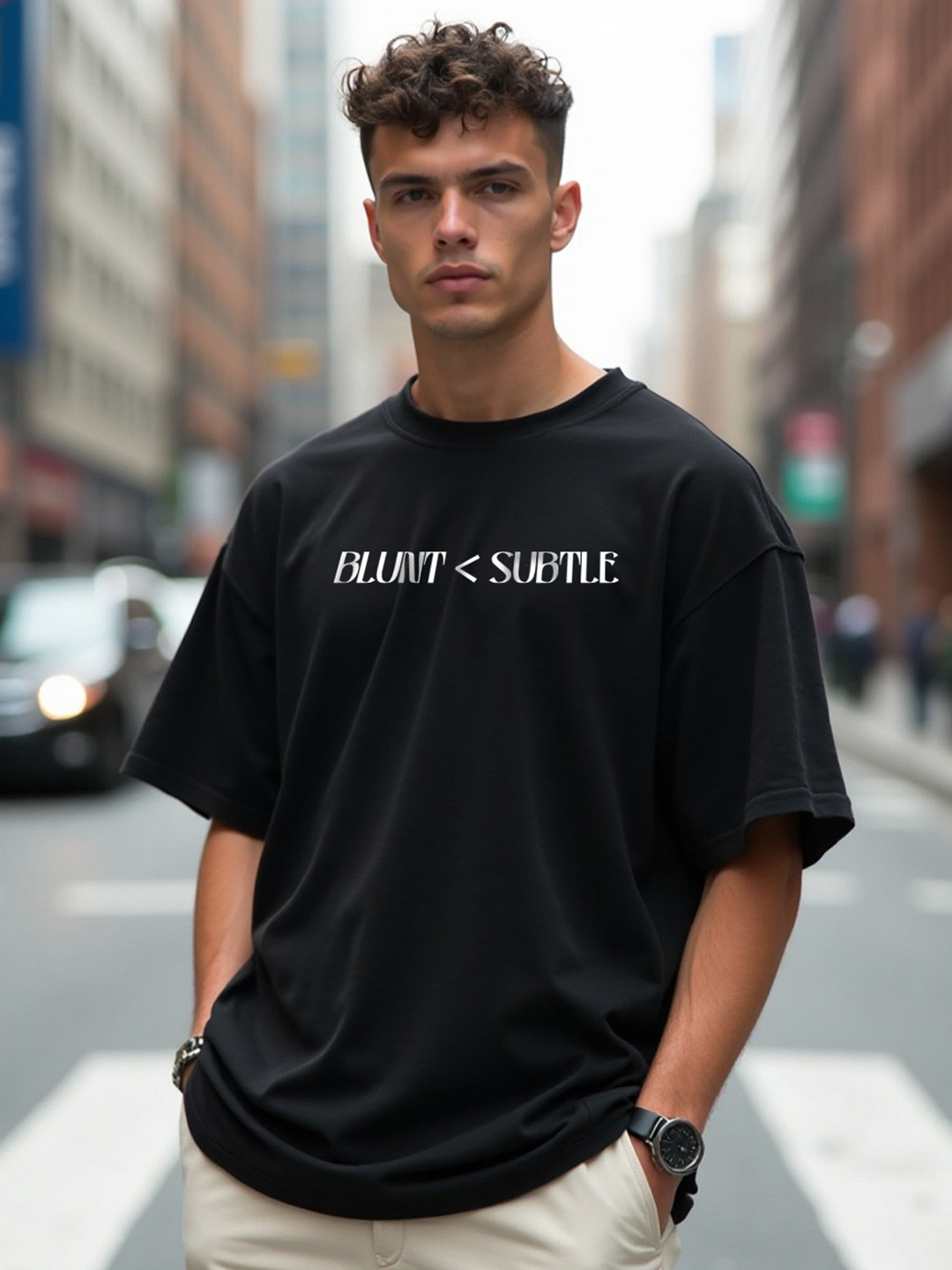 Mad Over Print Men Blunt Subtle Oversized Cotton T-shirt