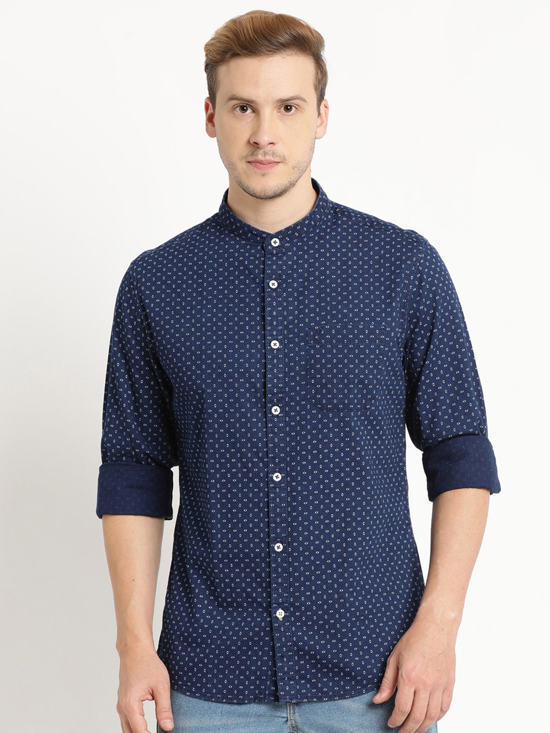 Indian Terrain Men Plus Size Chiseled Slim Fit Printed Pure Cotton Casual Shirt