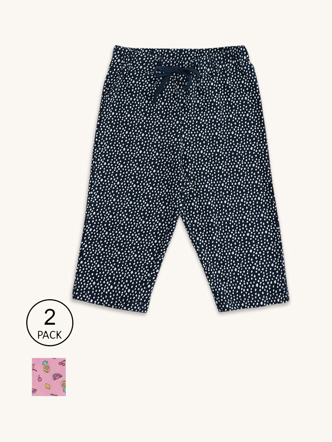 Pantaloons Junior Girls Pack Of 2 Printed Cotton Lounge Capris