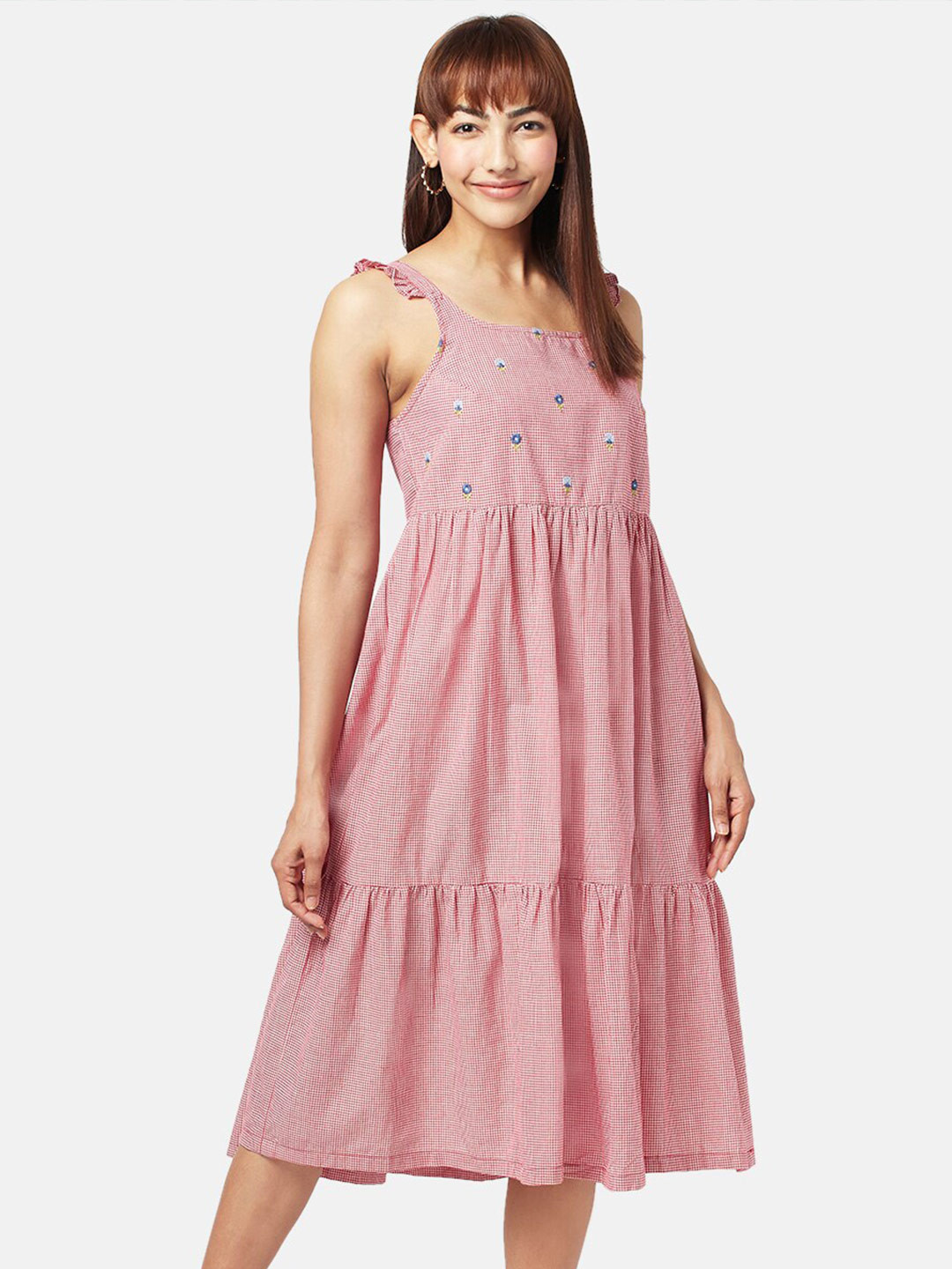 AKKRITI BY PANTALOONS Shoulder Strap Cotton Midi Dress