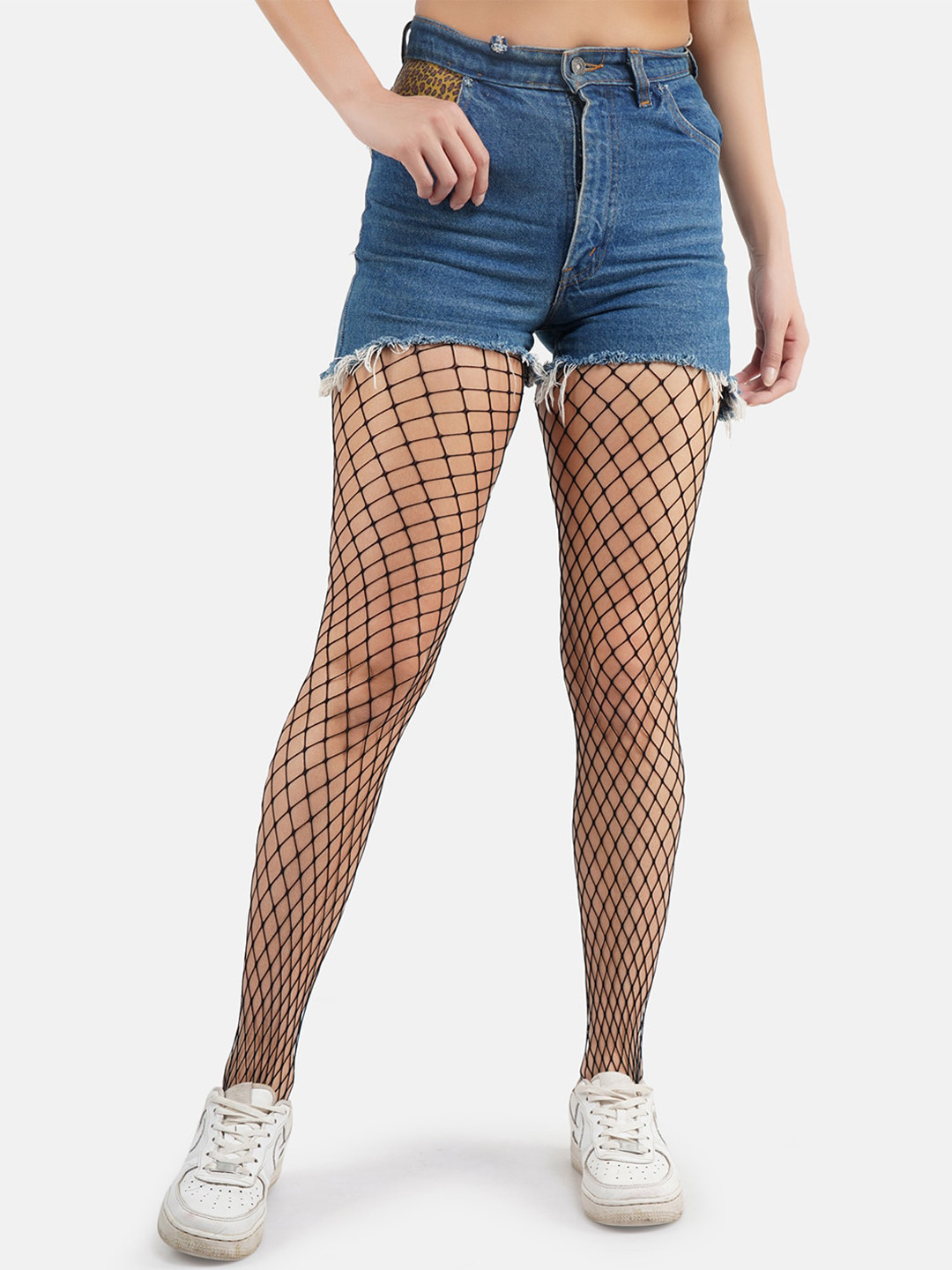 SECRETS BY ZEROKAATA Women Self Design Sheer Fishnet Stockings