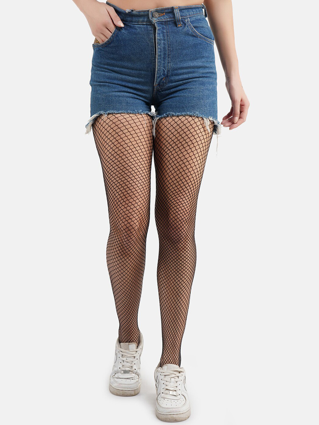 SECRETS BY ZEROKAATA Women Self Design Sheer Fishnet Stockings