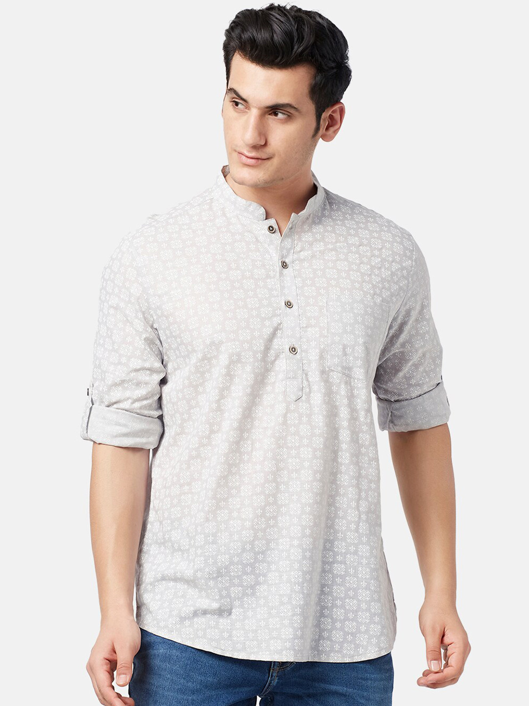 indus route by Pantaloons Men Ethnic Motifs Printed Indie Prints Cotton Kurta