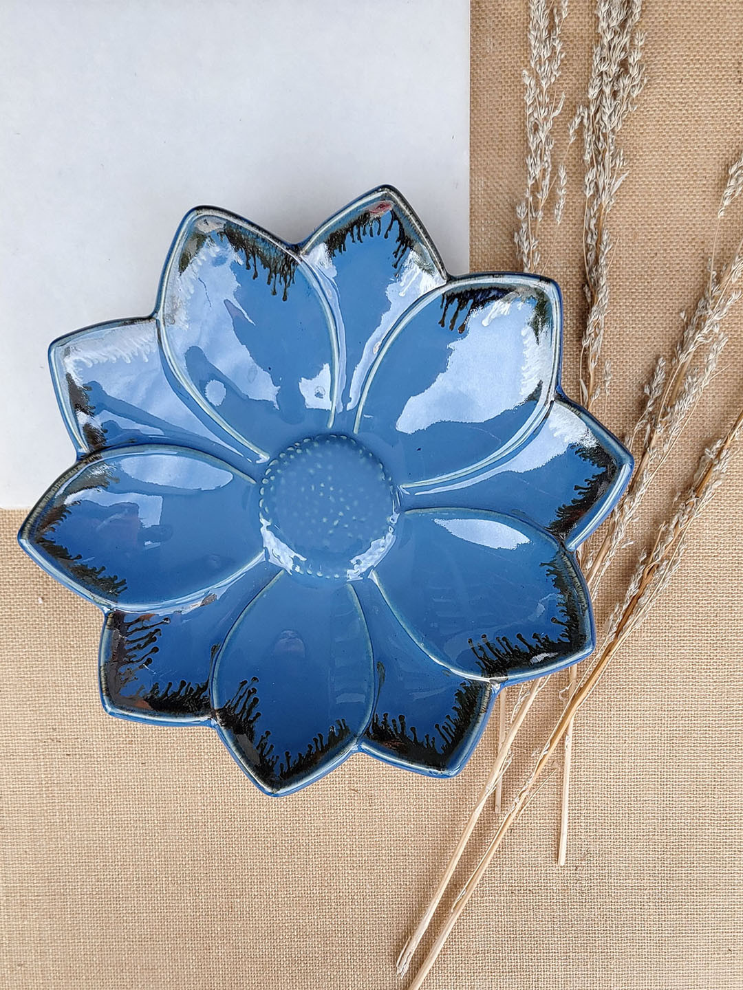 Folkstorys Blue Blooming Ceramic Serving Bowl
