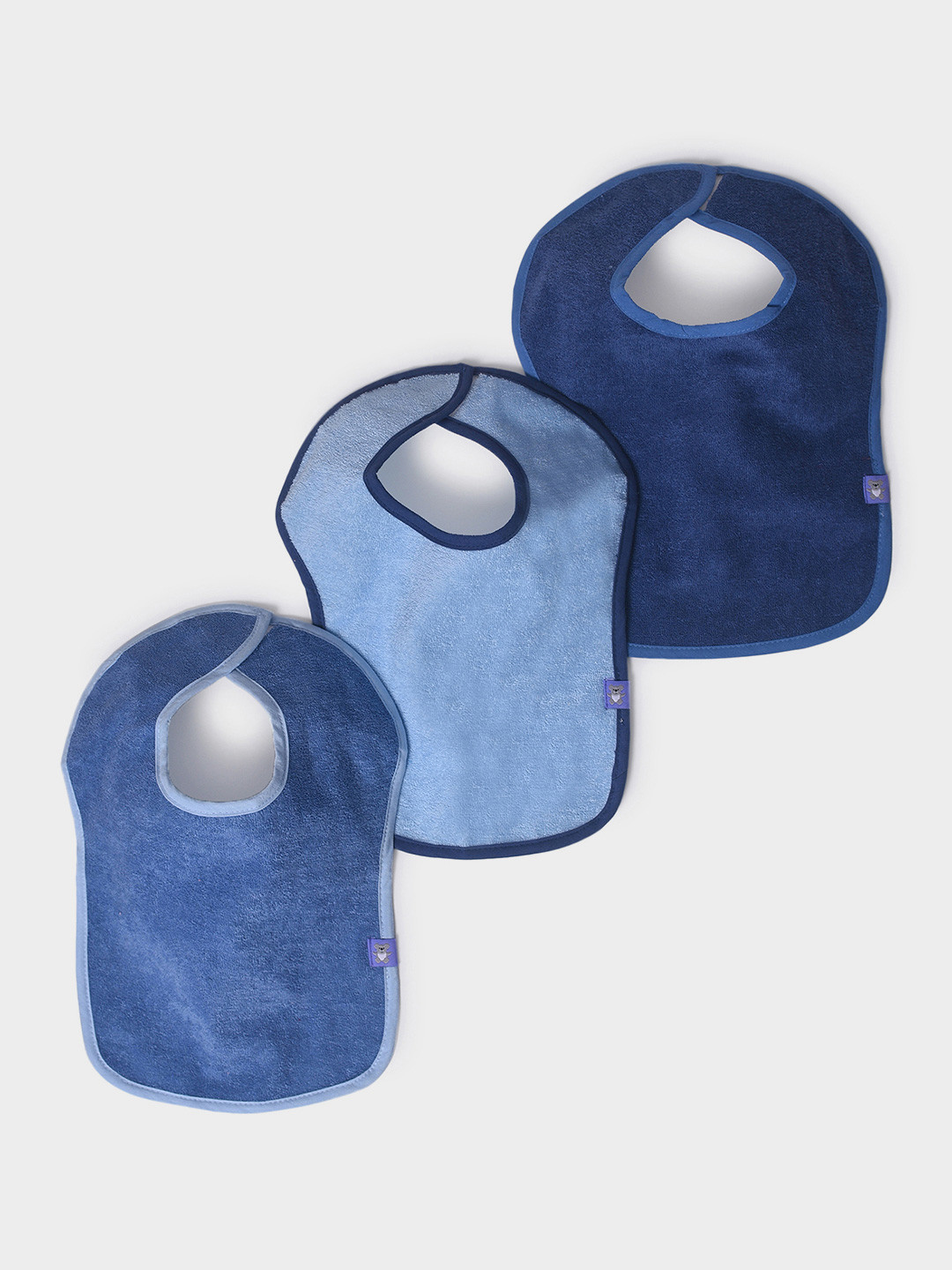 MiArcus Terry Cotton Water Resistant Solid Color Feeding Bib With Velcro Closure Pk of 3