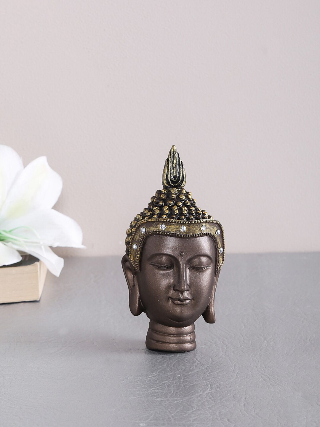 TAYHAA Buddha Brown Resin Natural Living Room Tiny Showpiece - 2.4 Inches