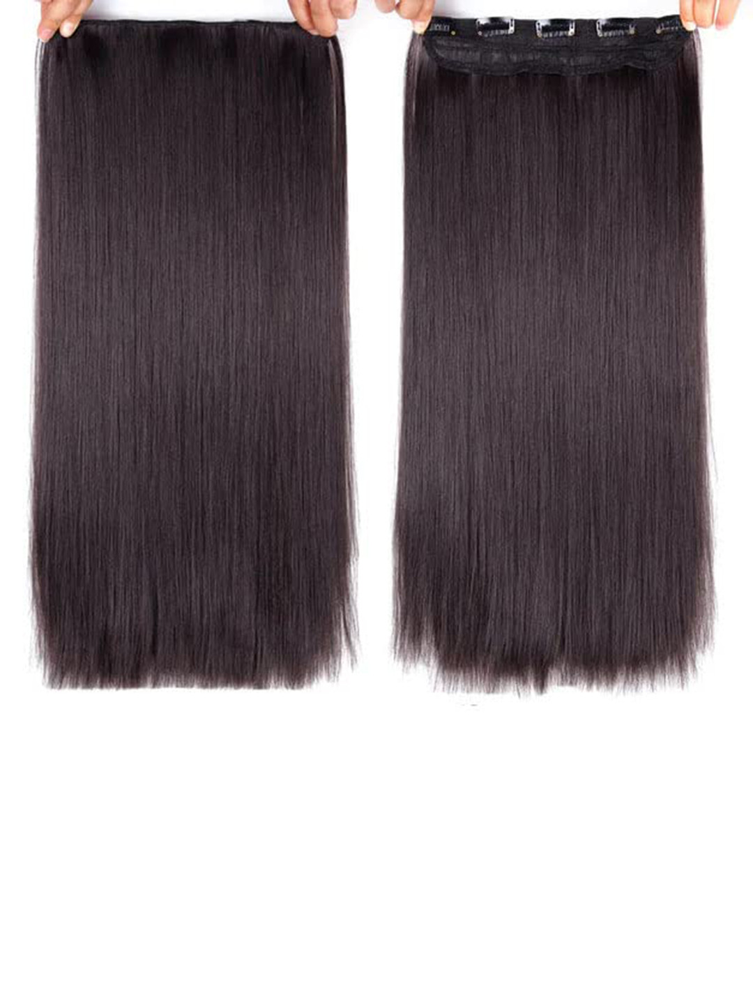 CHRONEX Synthetic Nylon Long Silky Straight Hair Extension with 5 Clips