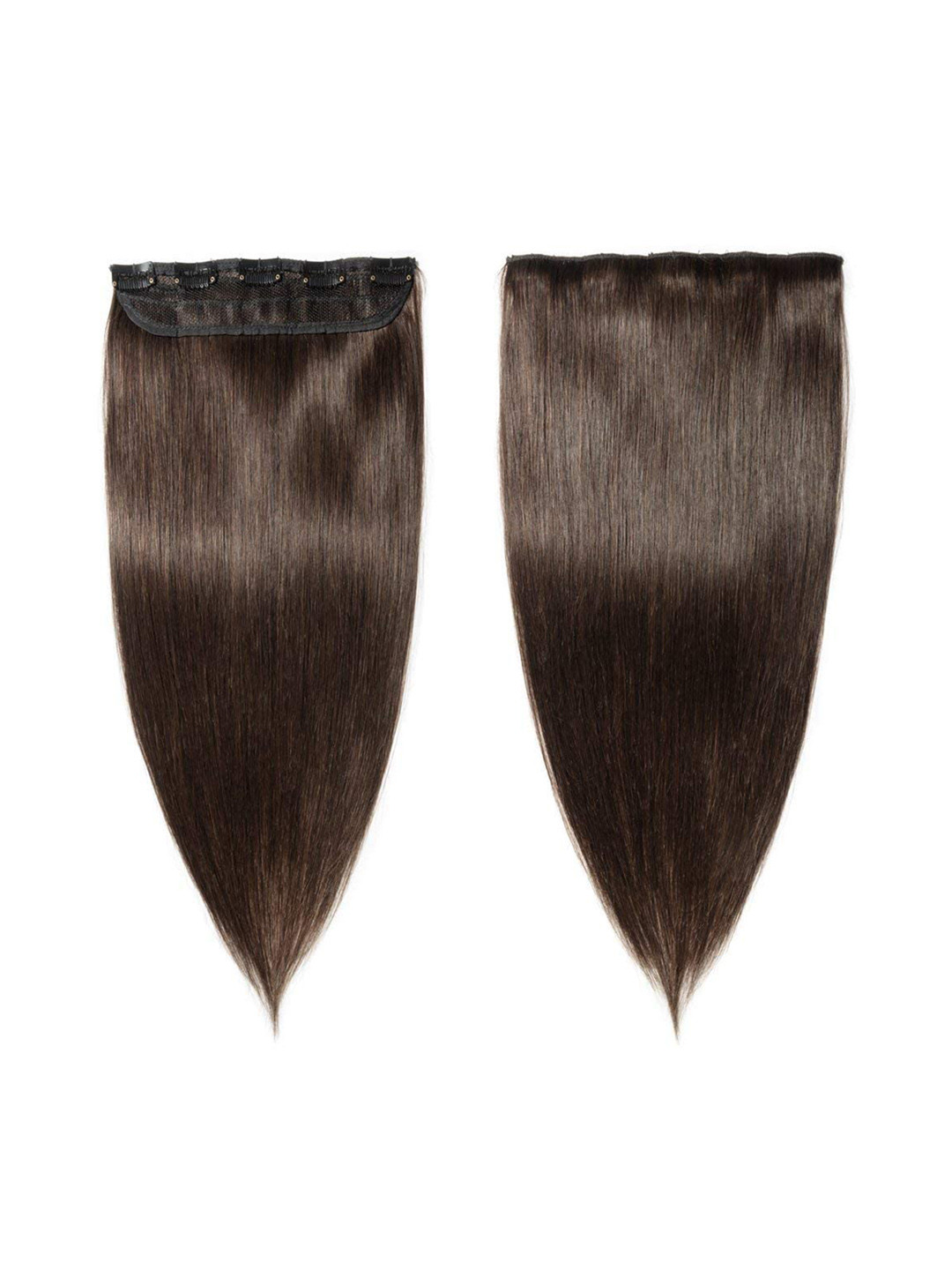 CHRONEX 5 Clips Based Synthetic Nylon Straight Hair Extension - Coffee Brown