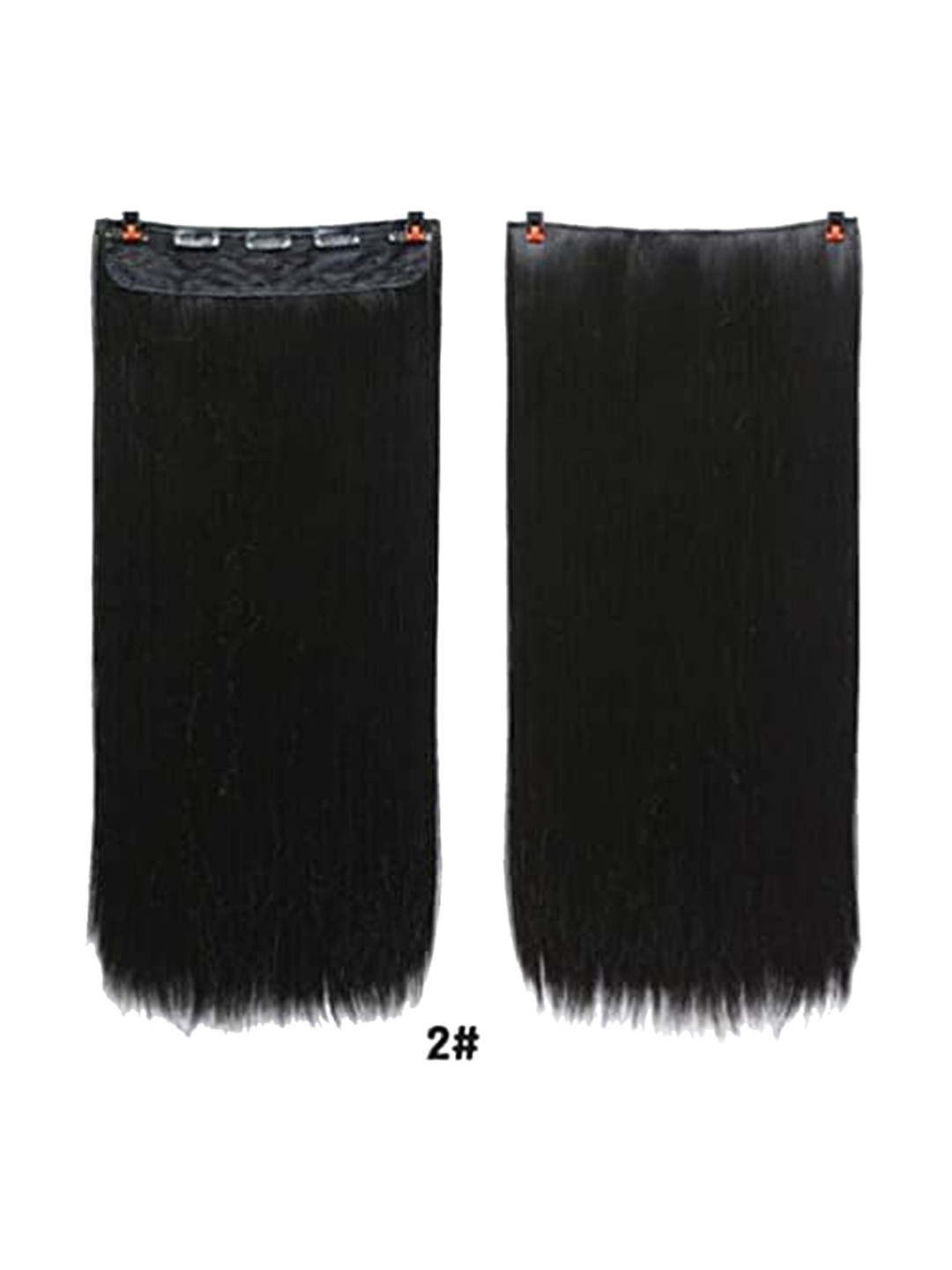 CHRONEX Long Silky Straight Synthetic Nylon Hair Extension with 5 Clips - Black