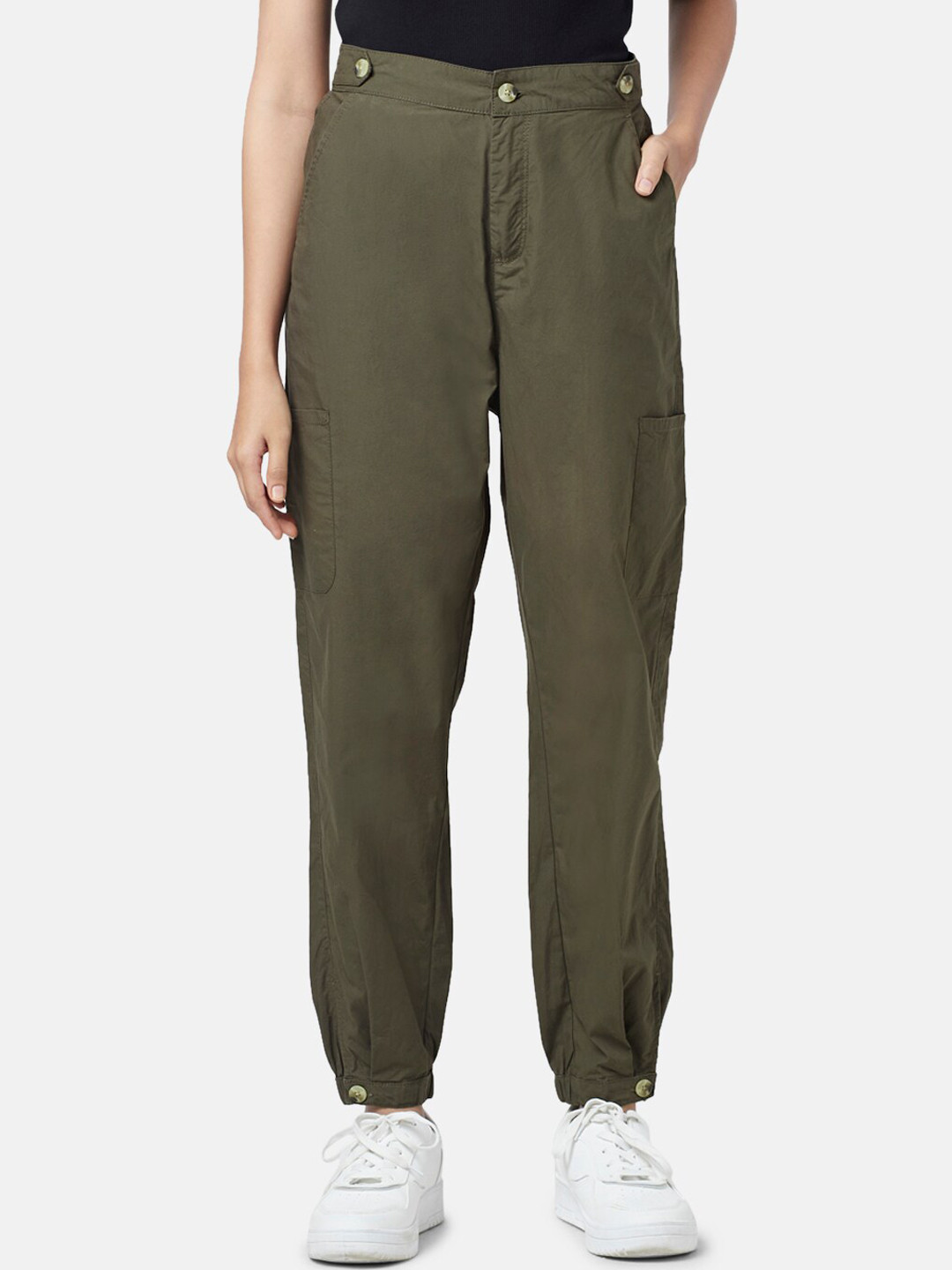 People Women Cotton Loose Fit High-Rise Joggers