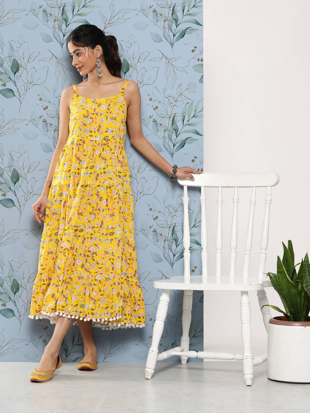 Divena Floral A-Line Midi Dress