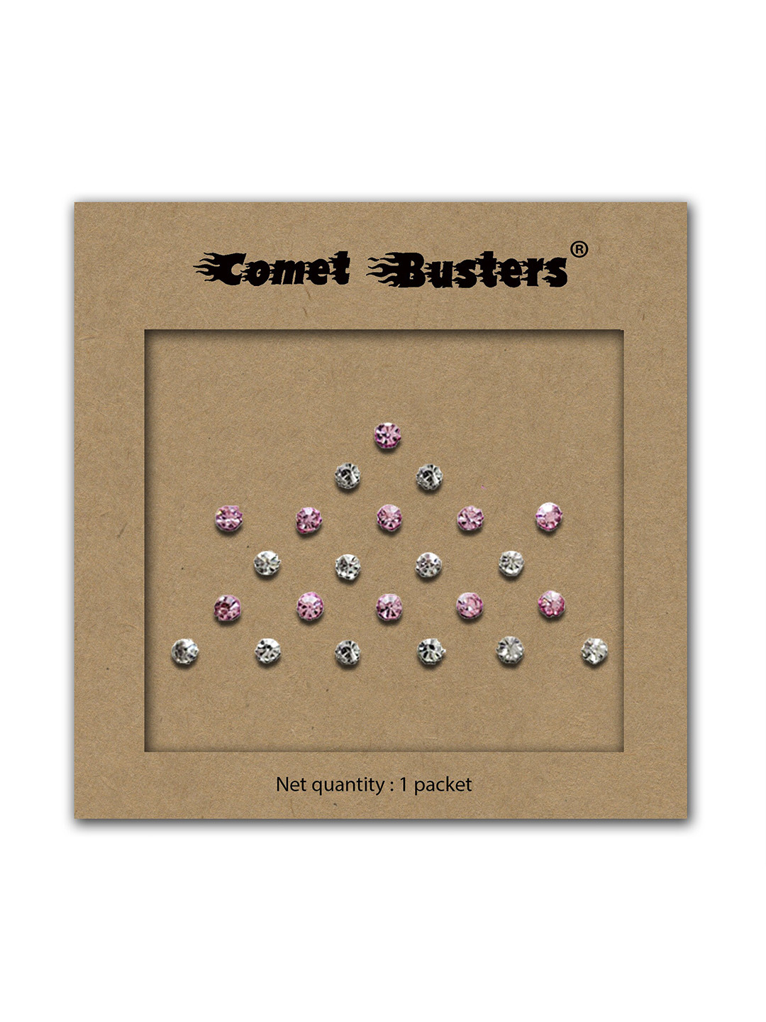 Comet Busters Pink & Silver Toned Embellished Bindis - 23 Pcs