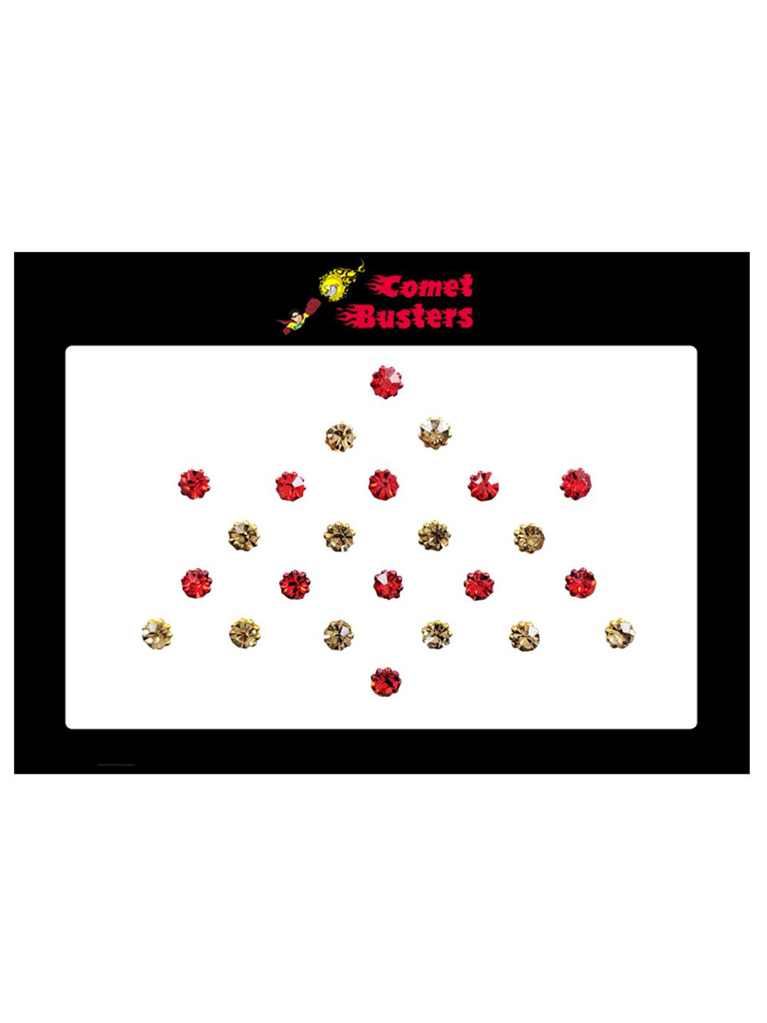 Comet Busters 24 Pcs Embellished Reusable Designer Bindis - Red & Gold-Toned