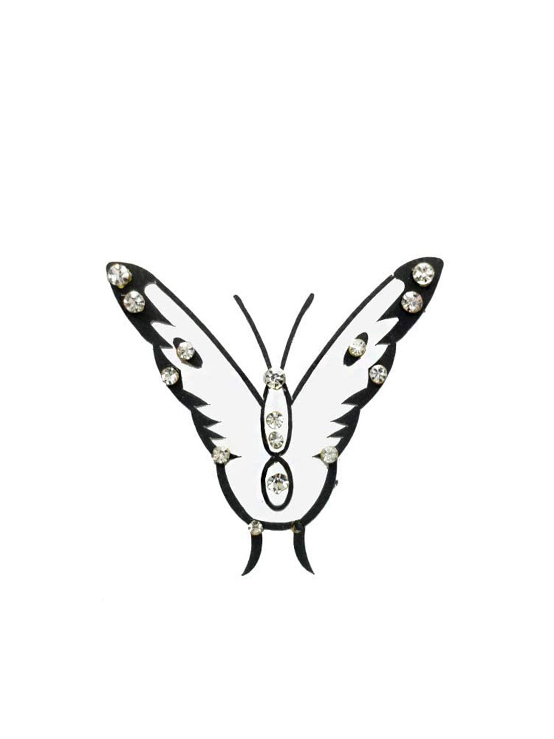 Comet Busters Black Butterfly Stone Studded Stick On Body Tattoo