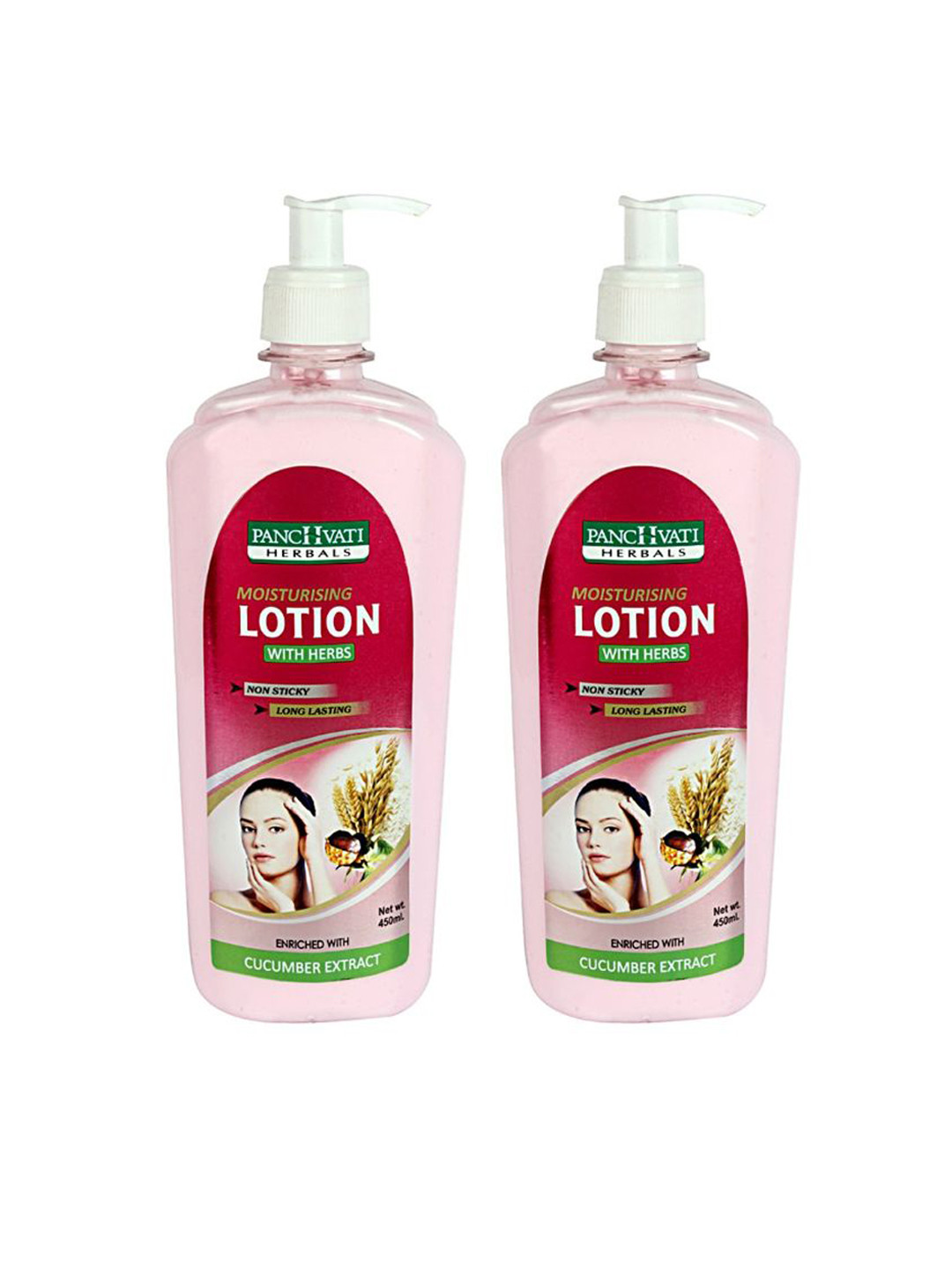 PANCHVATI HERBALS Set of 2 Long Lasting Moisturising Body Lotion with Cucumber-450 ml Each