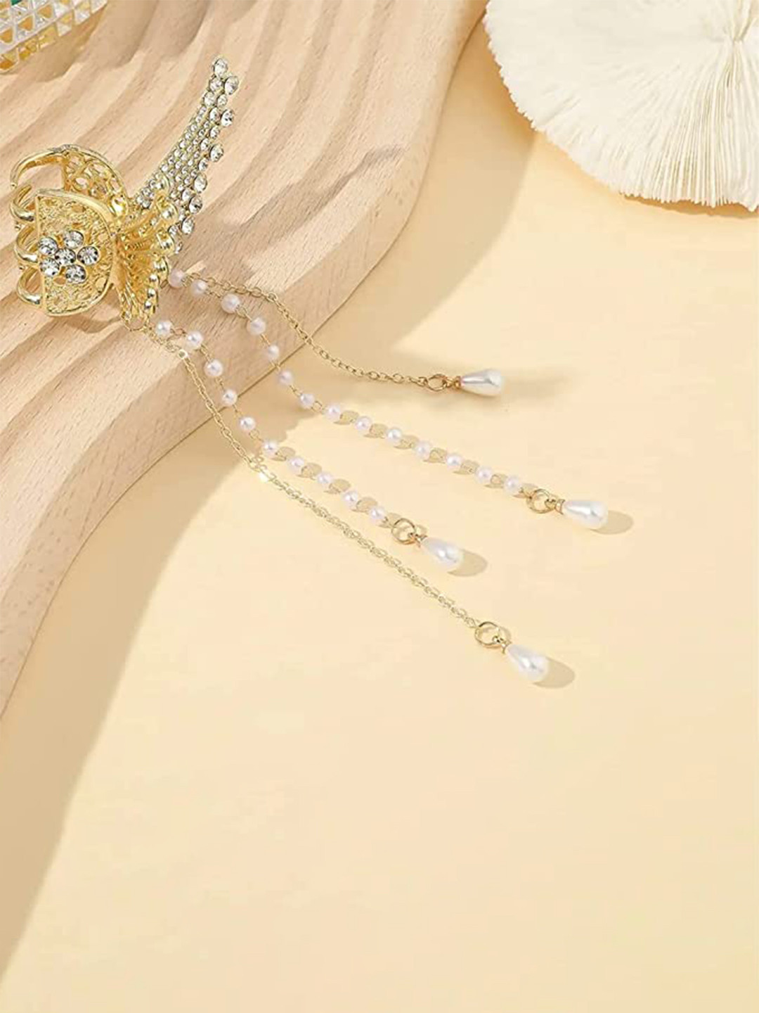 FEMMIBELLA Women Rose Gold Plated Embellished Claw Clip