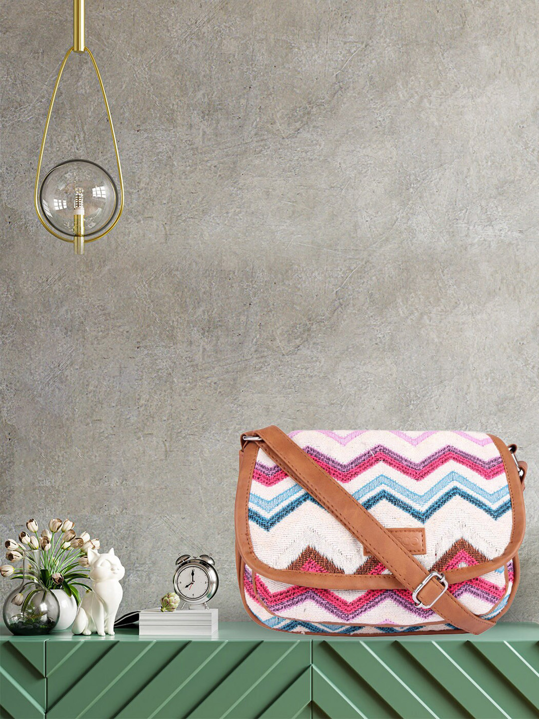 ASTRID Geometric Printed Structured Sling Bag
