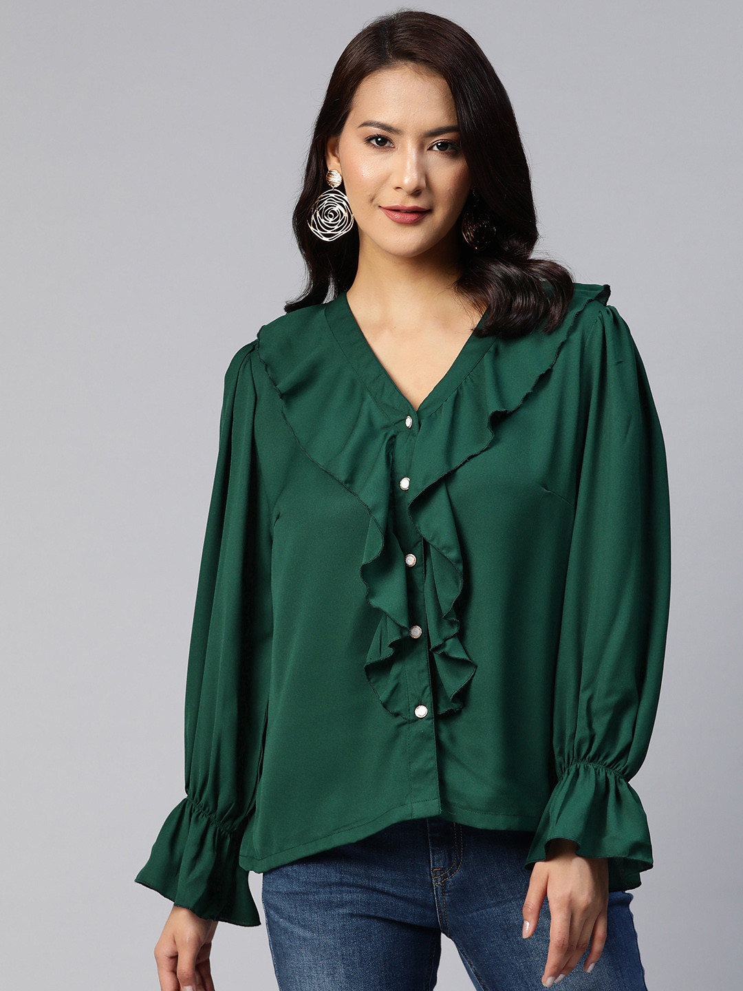 plusS Bell Sleeves Ruffled Top