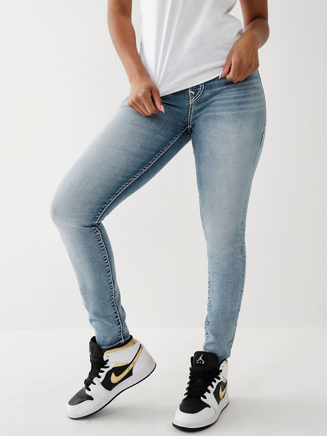 True Religion Women Super T Halle Skinny Fit Heavy Fade Jeans