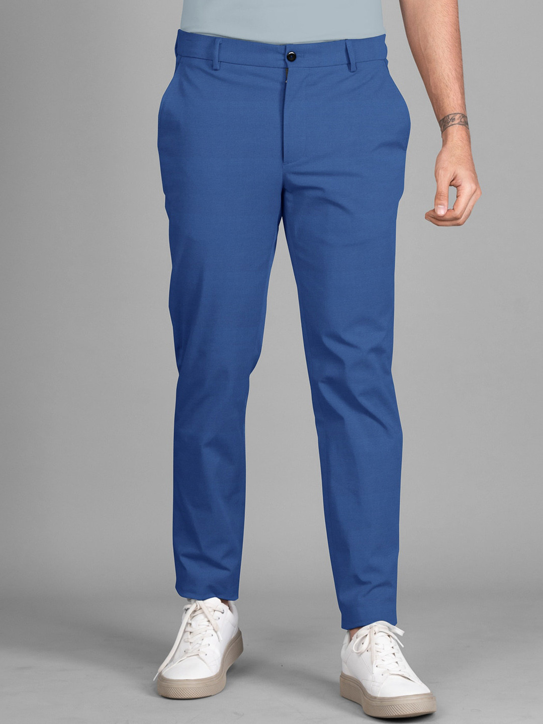 The Pant Project Men Airforce Blue Slim-Fit Stretchable Cotton Chinos