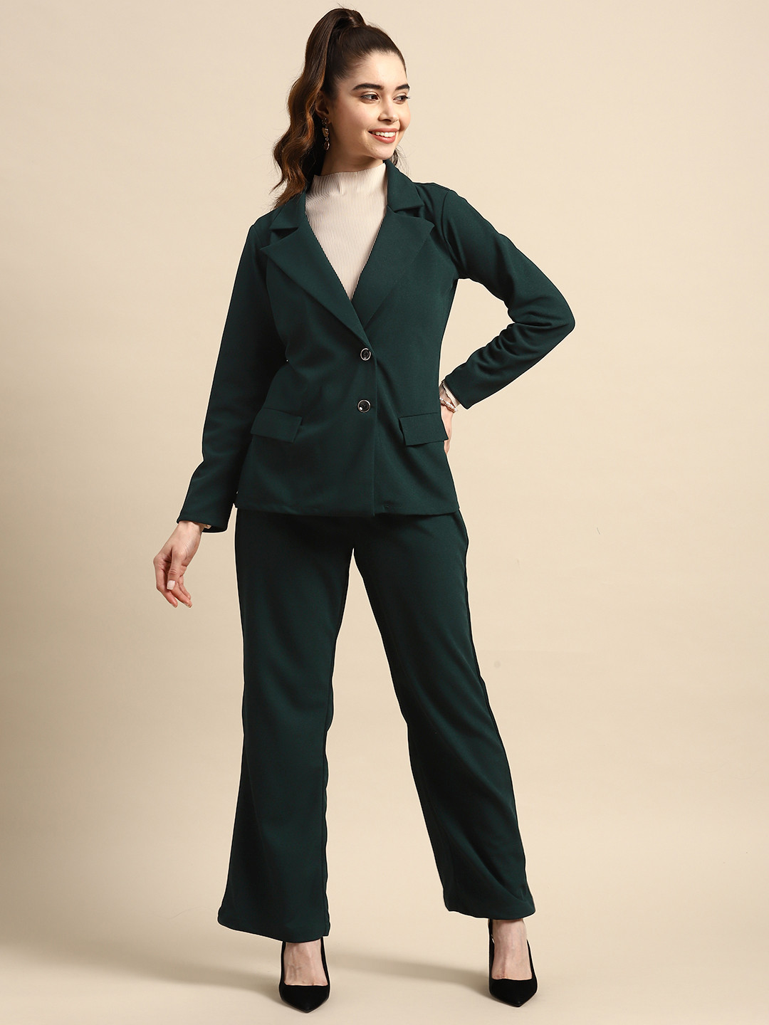 Woowzerz Women Coat & Trousers Set