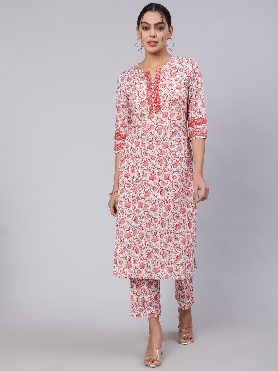Jaipur Kurti Printed Straight Kurta Paired with Printed Palazzo