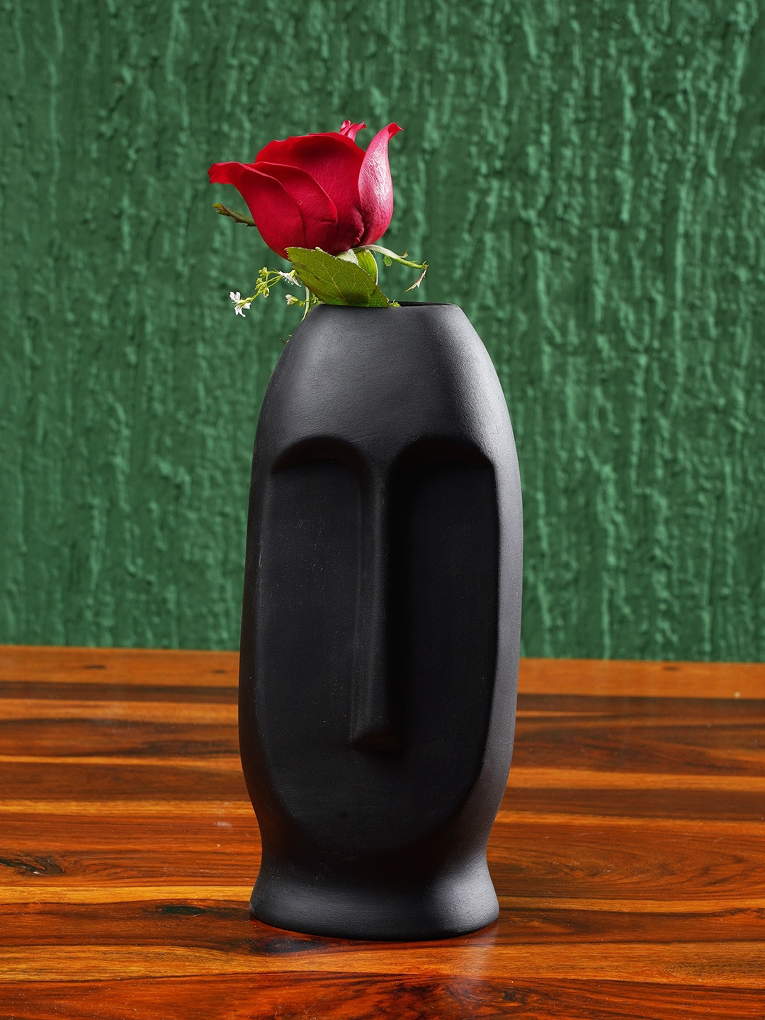 PUREZENTO Viso Black Face Shaped Ceramic Flower Vase