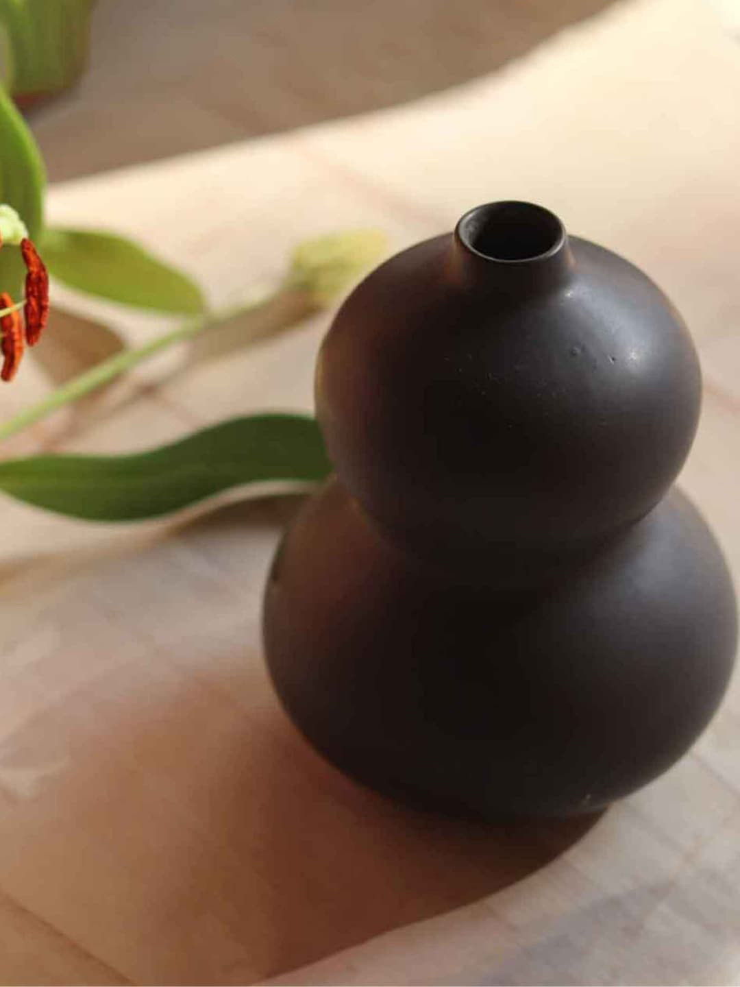 PUREZENTO Oreo Black Ceramic Flower Vase