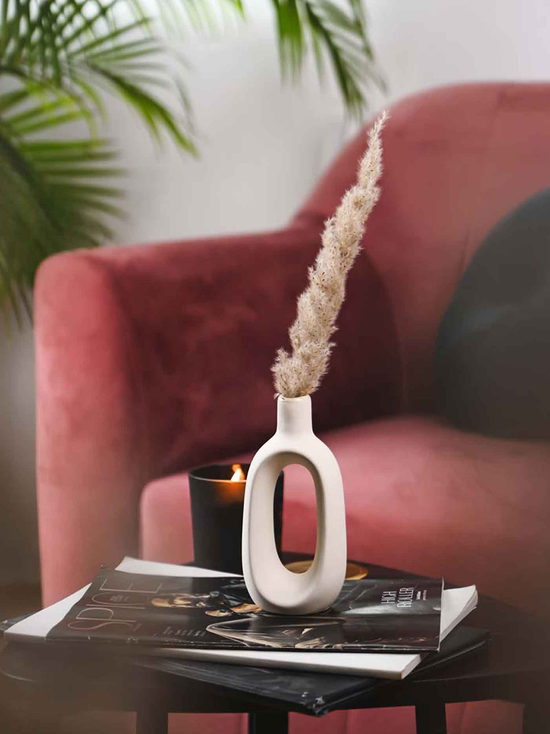 PUREZENTO Kieko White 2-Pieces Hallow Ceramic Vases