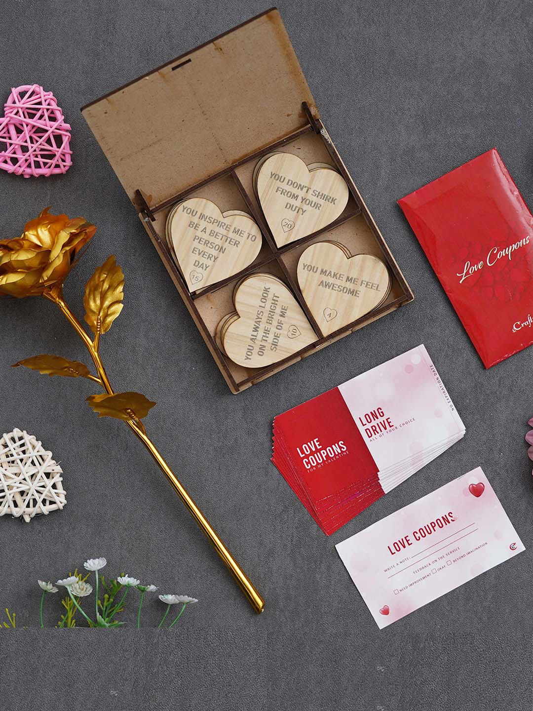 eCraftIndia Red & Beige 12 pcs Valentine's Day Gift Set