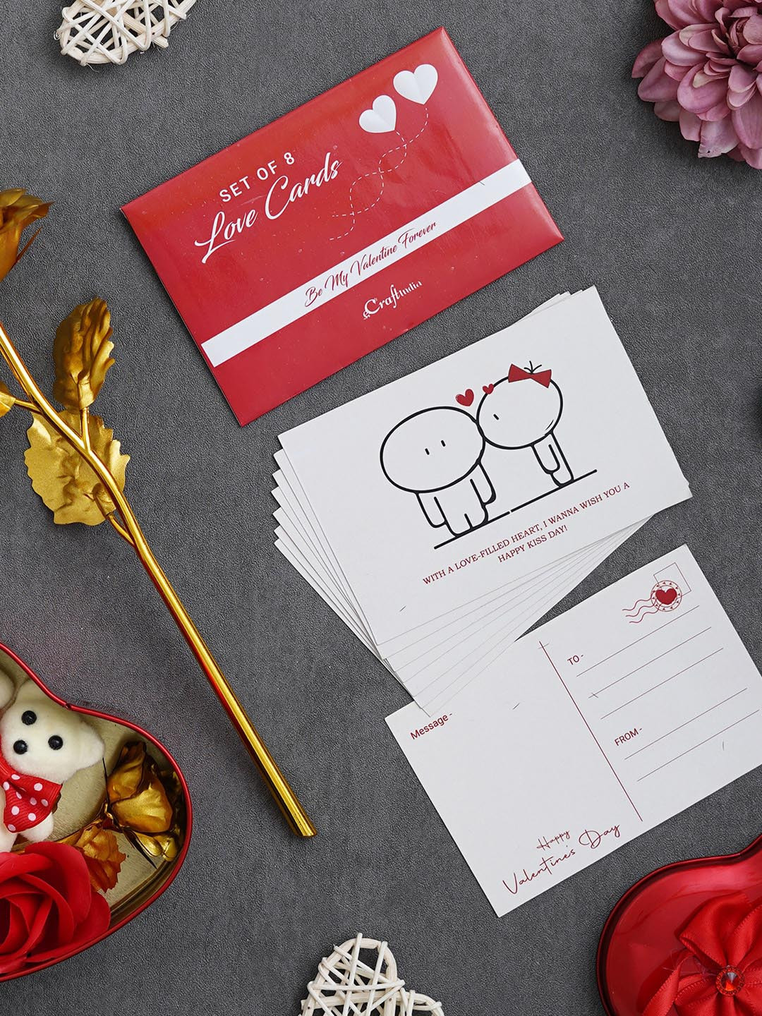 eCraftIndia Red & White 3 Pieces Valentine Gift Set