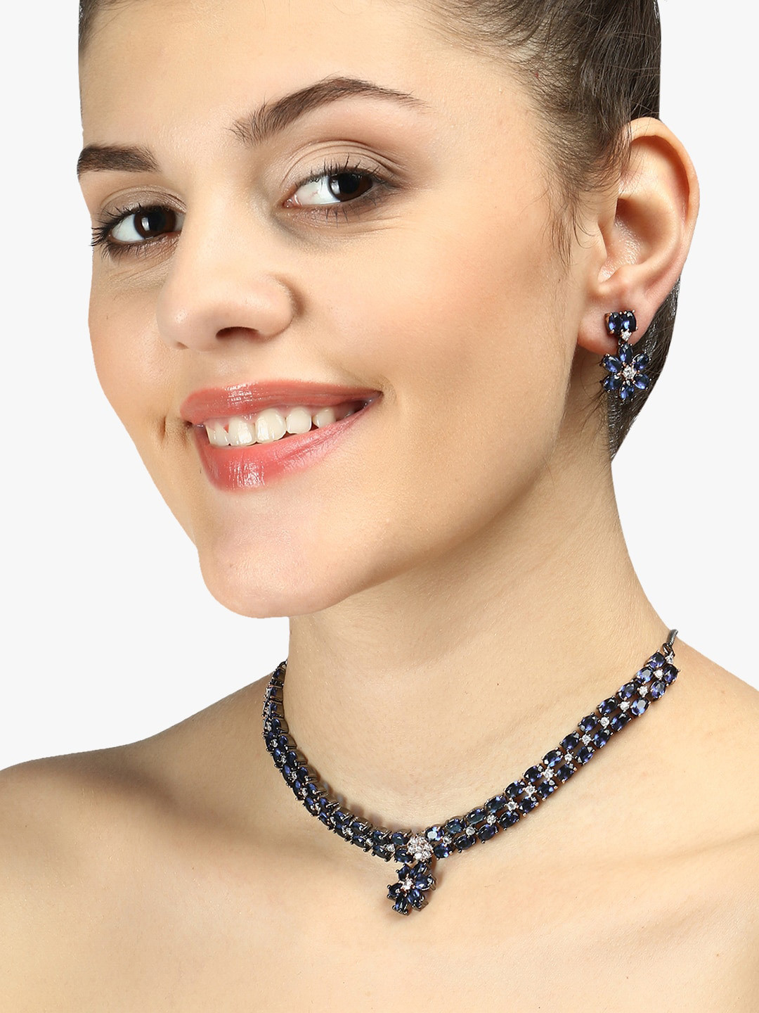 Adwitiya Collection Gold-Plated Stone-Studded Jewellery Set