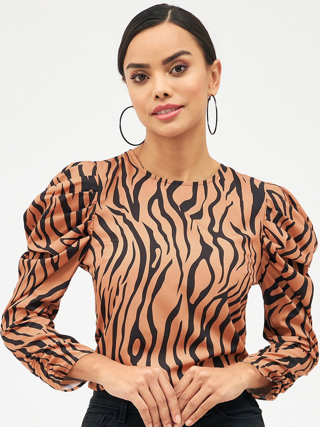 Harpa Animal Print Crepe Top