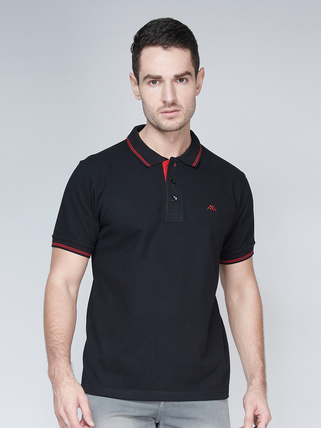 MARK & ALBERT Men Polo Collar Pure Cotton T-shirt