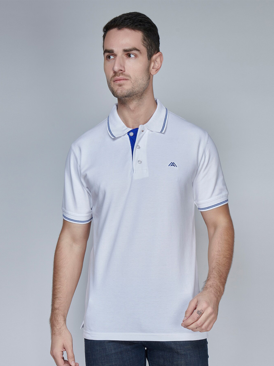 MARK & ALBERT Men Polo Collar Pure Cotton T-shirt