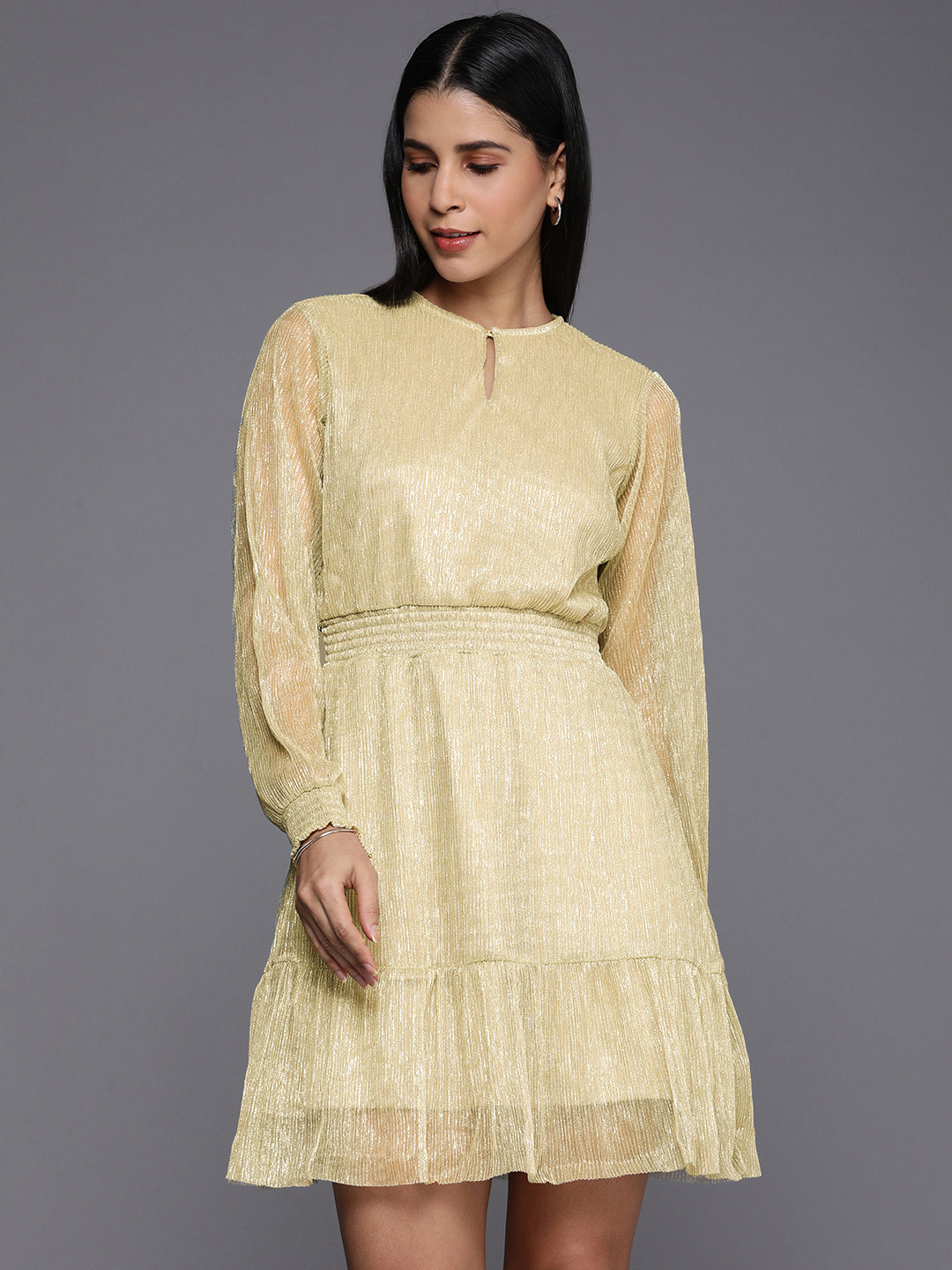 Allen Solly Woman Keyhole Neck Fit & Flare Dress