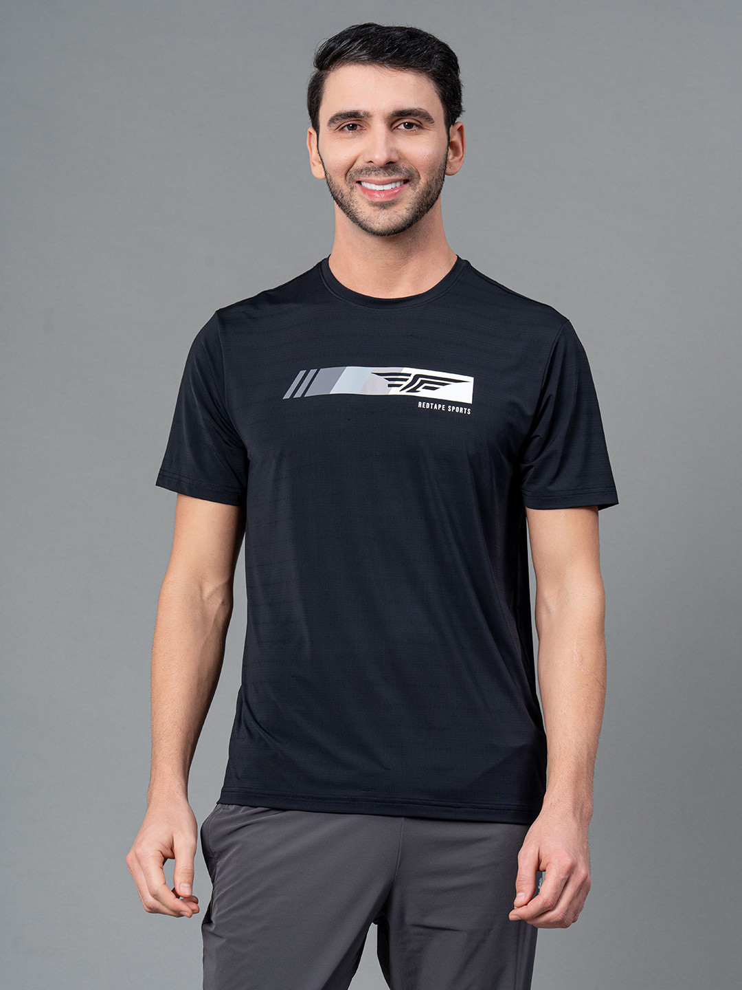 Red Tape Men Printed Round Neck Activewear T-shirt