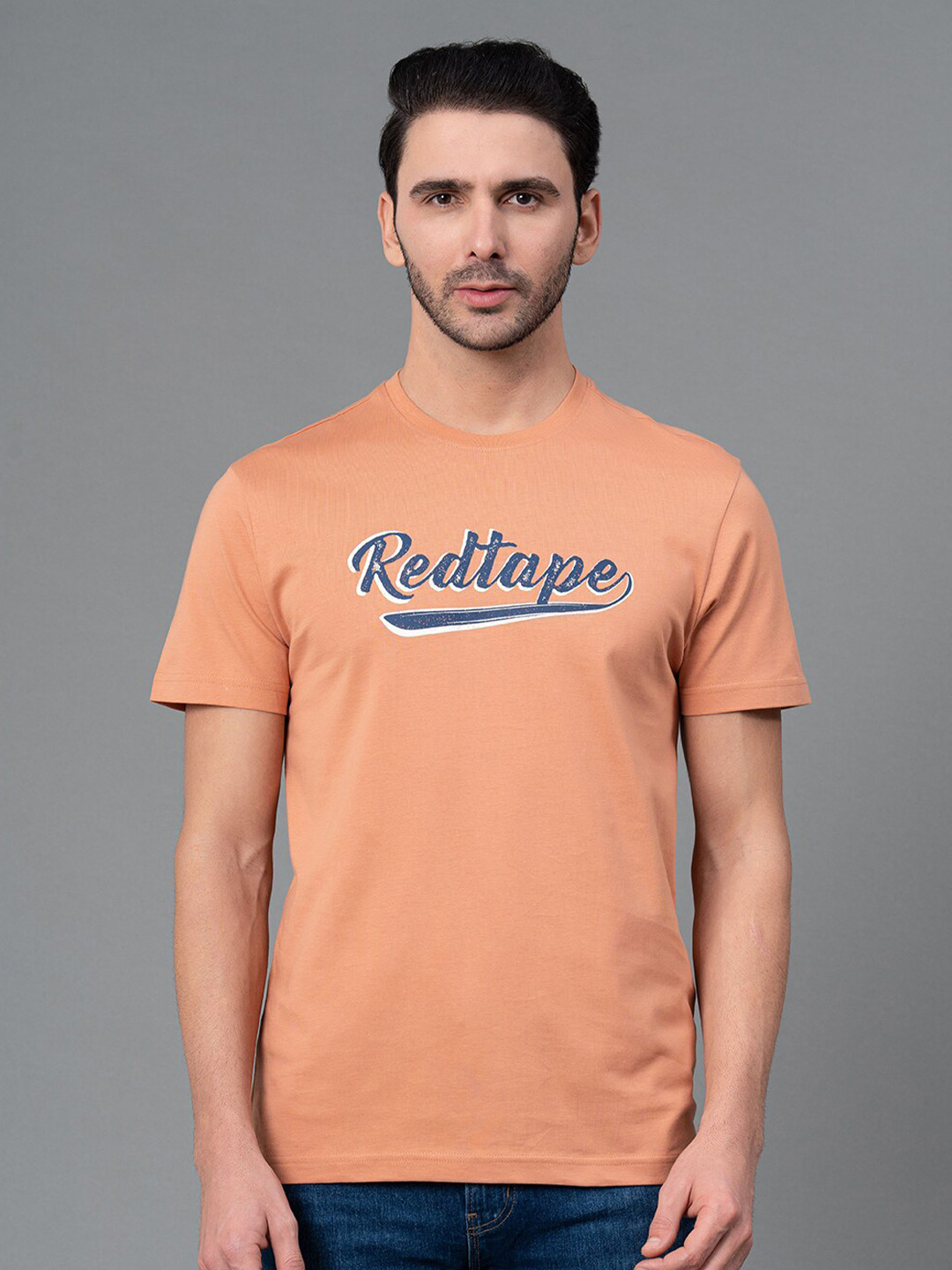 Red Tape Men Graphic Print 100% Cotton Round Neck Half Sleeve T-Shirt