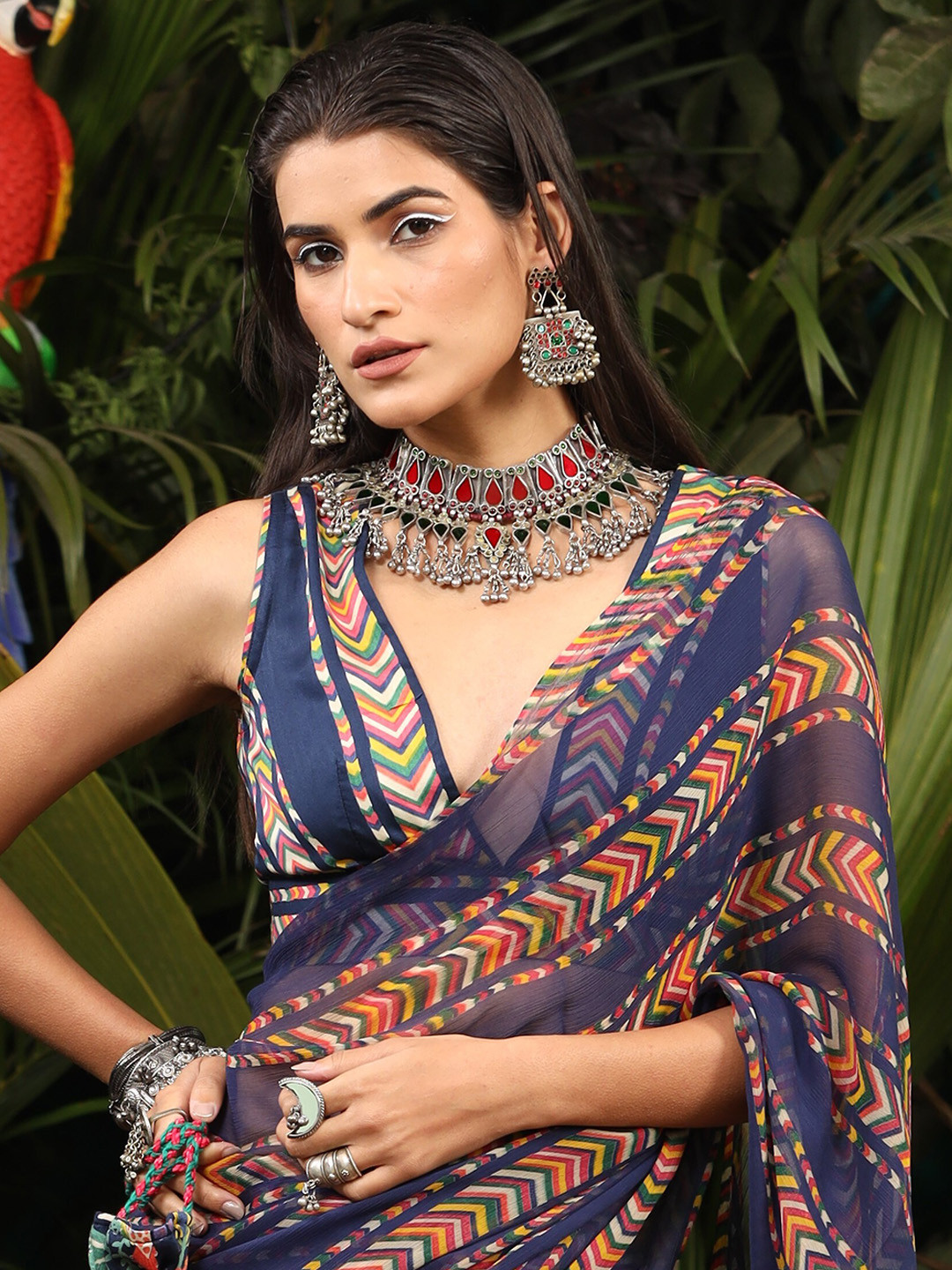 Baise Gaba Printed Saree Blouse