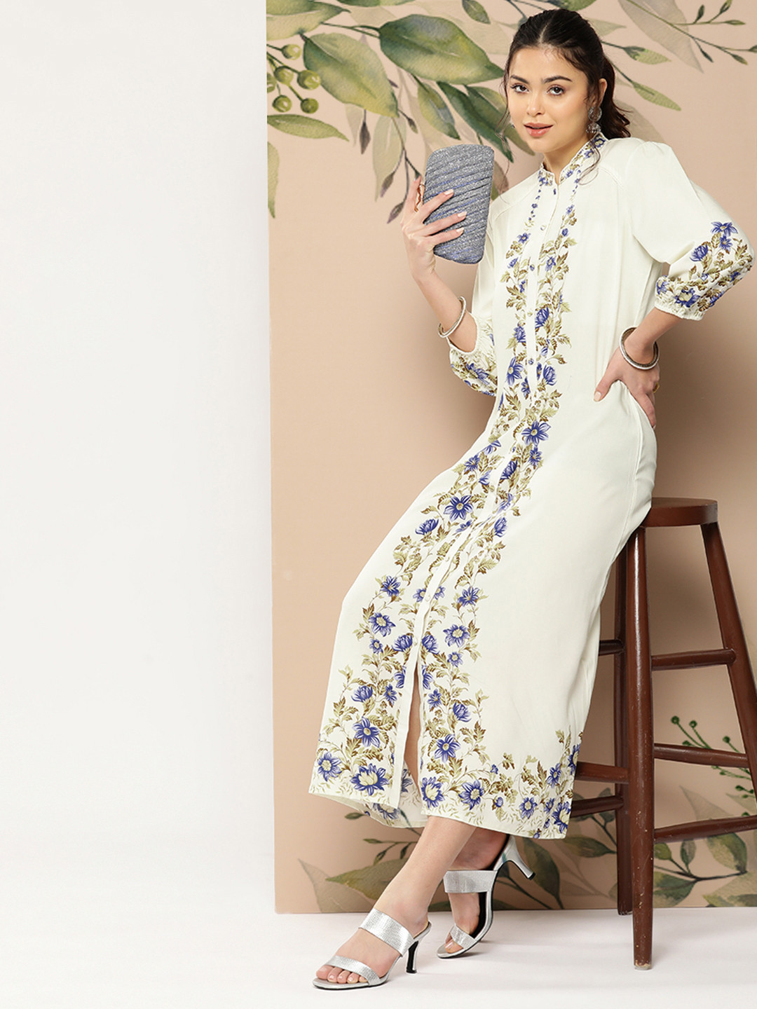 Nayam By Lakshita Floral A-Line Maxi Ethnic Dress