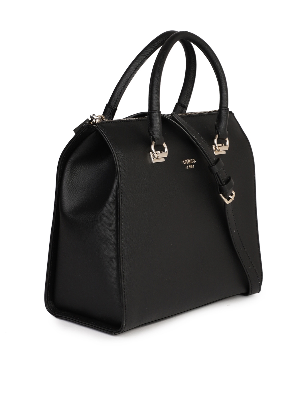 Guess Black Solid Handheld Bag With Pouch Handbags For Women Image I Handbag