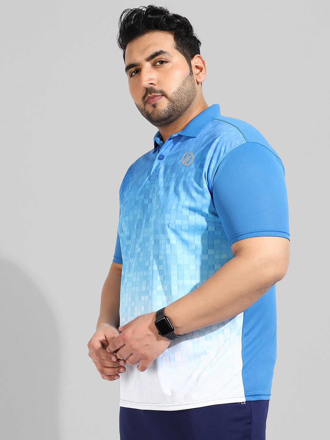 Instafab Plus Men Plus Size Printed Polo Collar Flex T-shirt