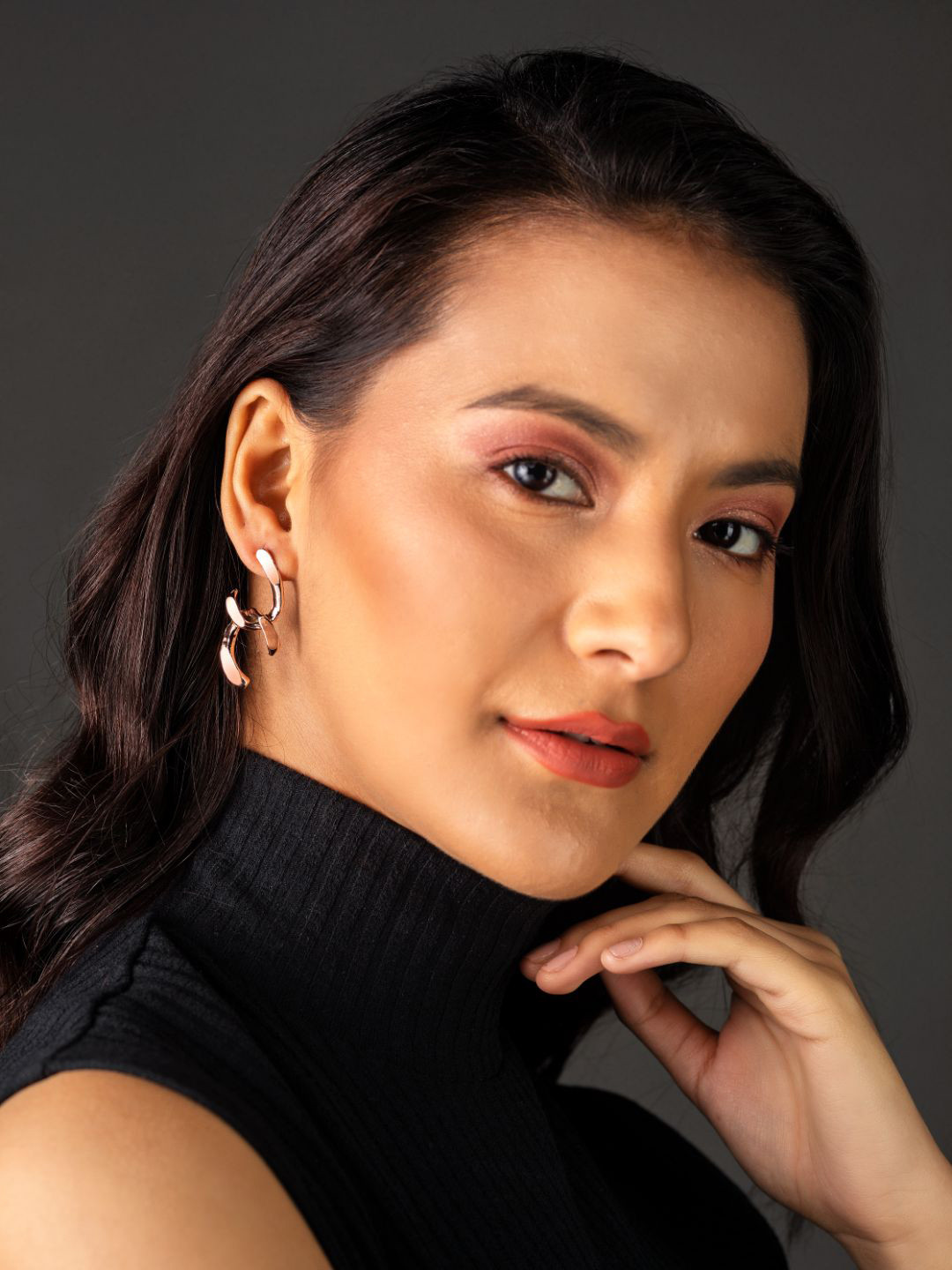 PRITA BY PRIYAASI Rose Gold-Plated Interlinked Drop Earrings