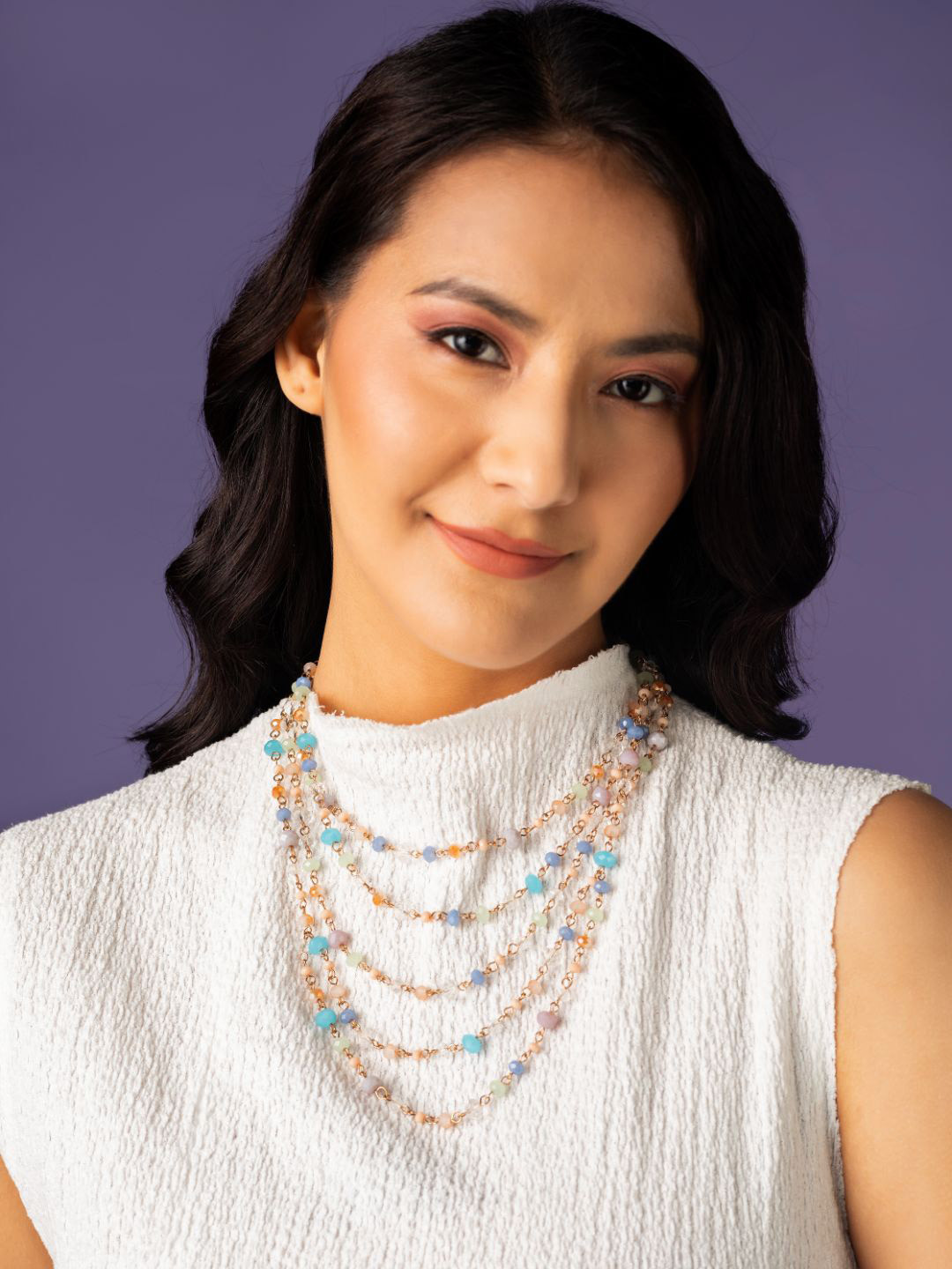 PRITA BY PRIYAASI Beaded Link Layered Gold-Plated Necklace